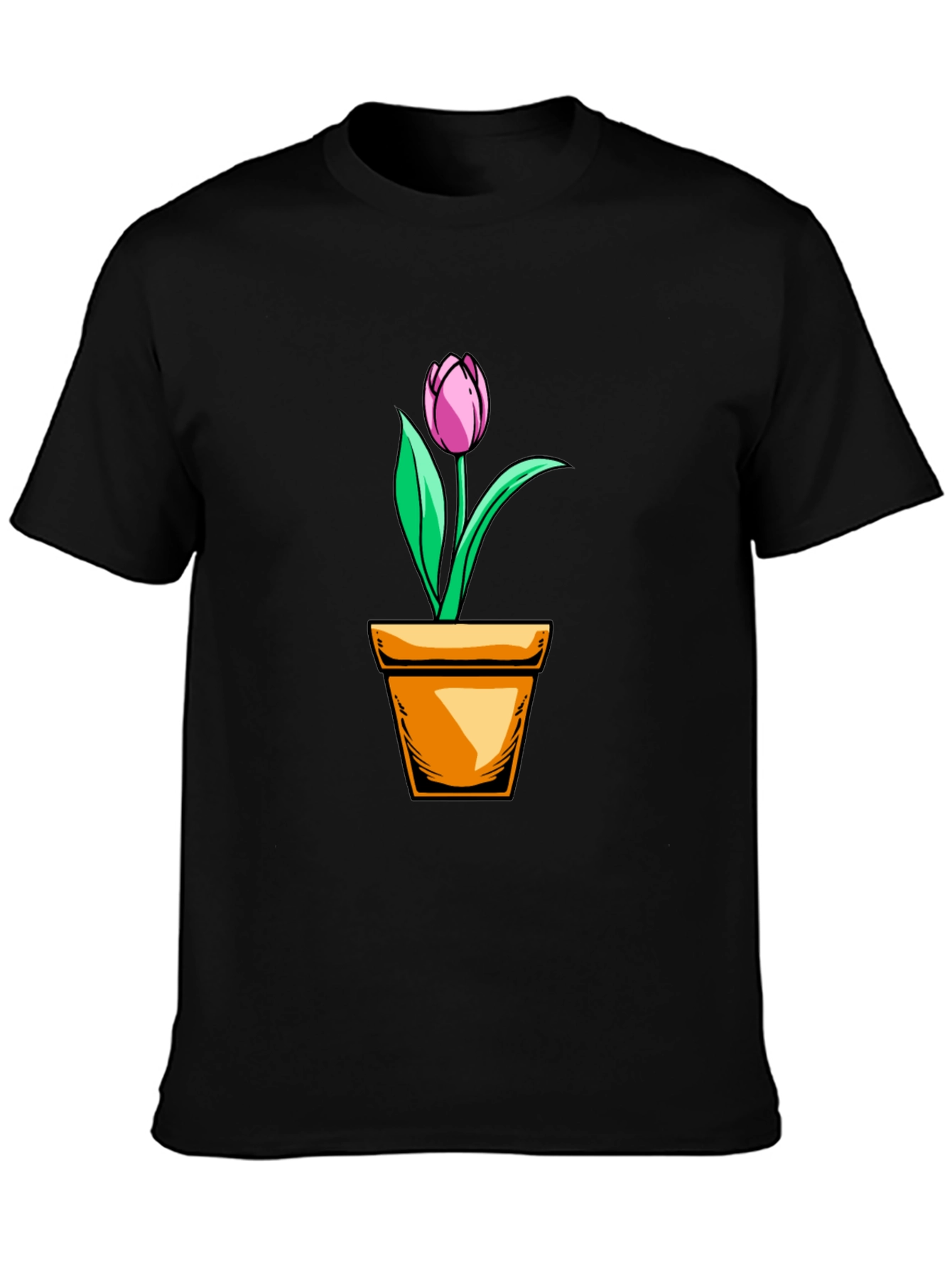 Black Tulip in Pot Graphic T-Shirt - Black view 3