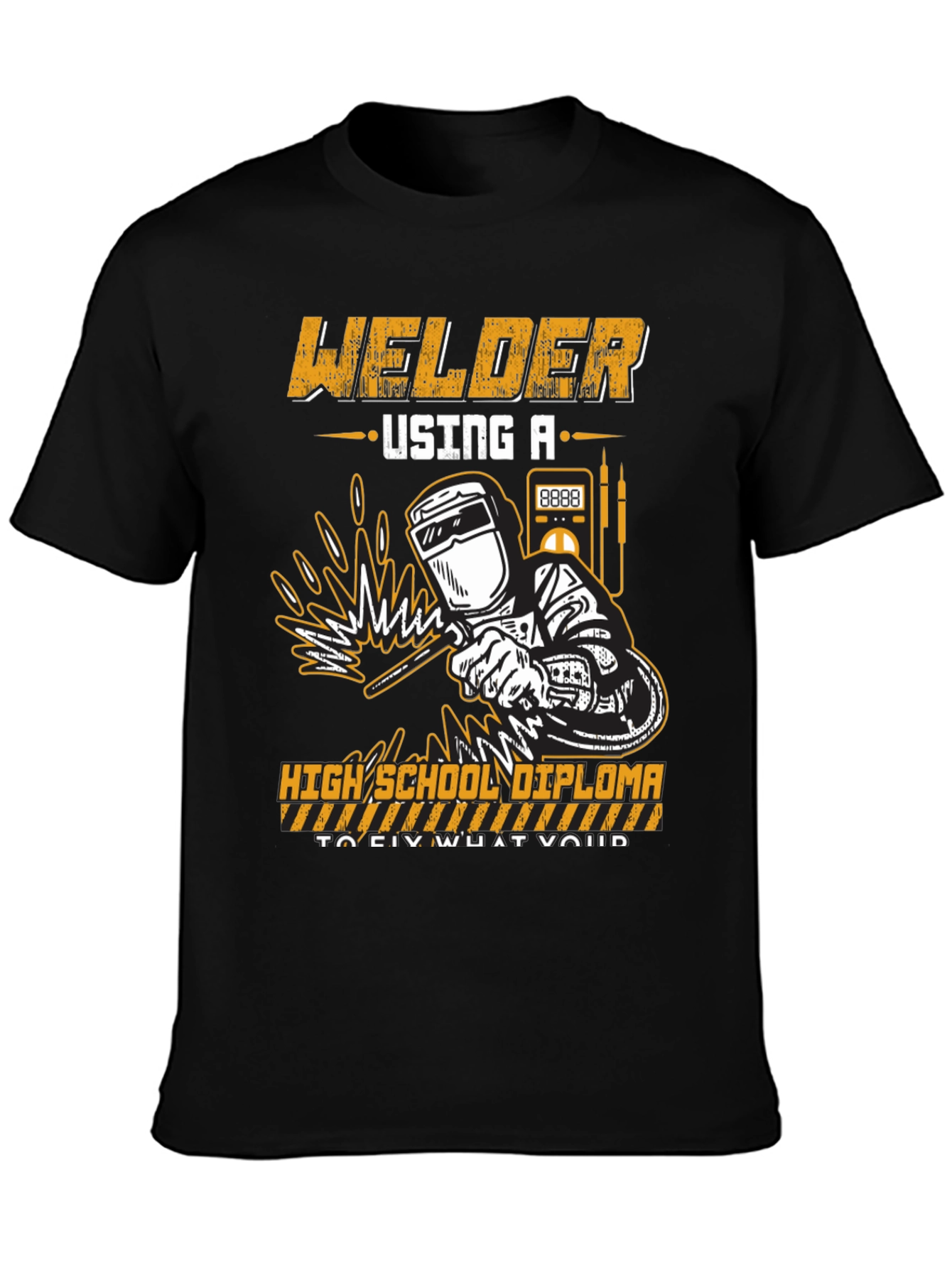 Black Welder High School Diploma T-Shirt view 3