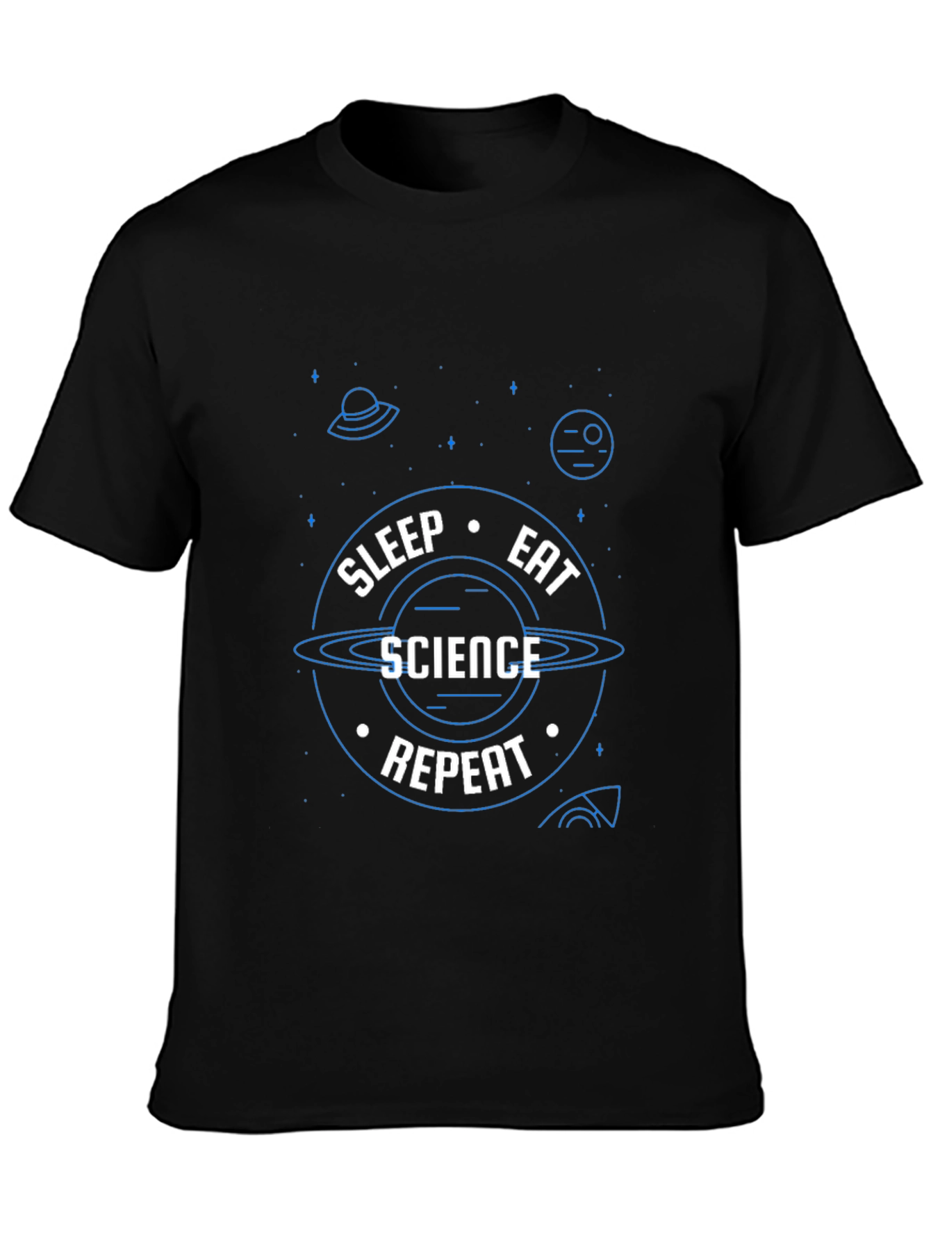 Black Science Repeat T-Shirt - Black, Novelty Graphic Tee view 3