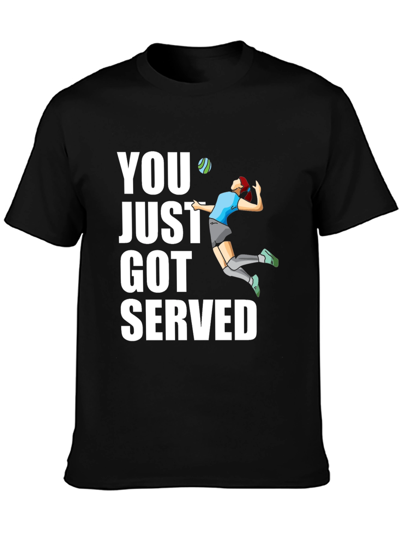 Black Volleyball Serve Graphic T-Shirt view 3