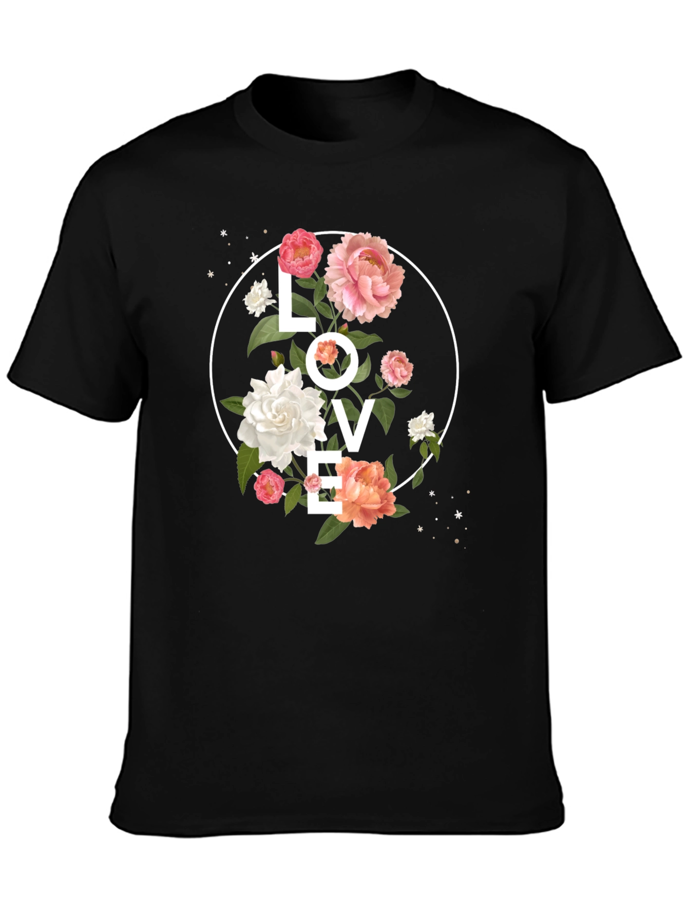 Black Floral LOVE Graphic Tee - Stylish Black T-Shirt view 3