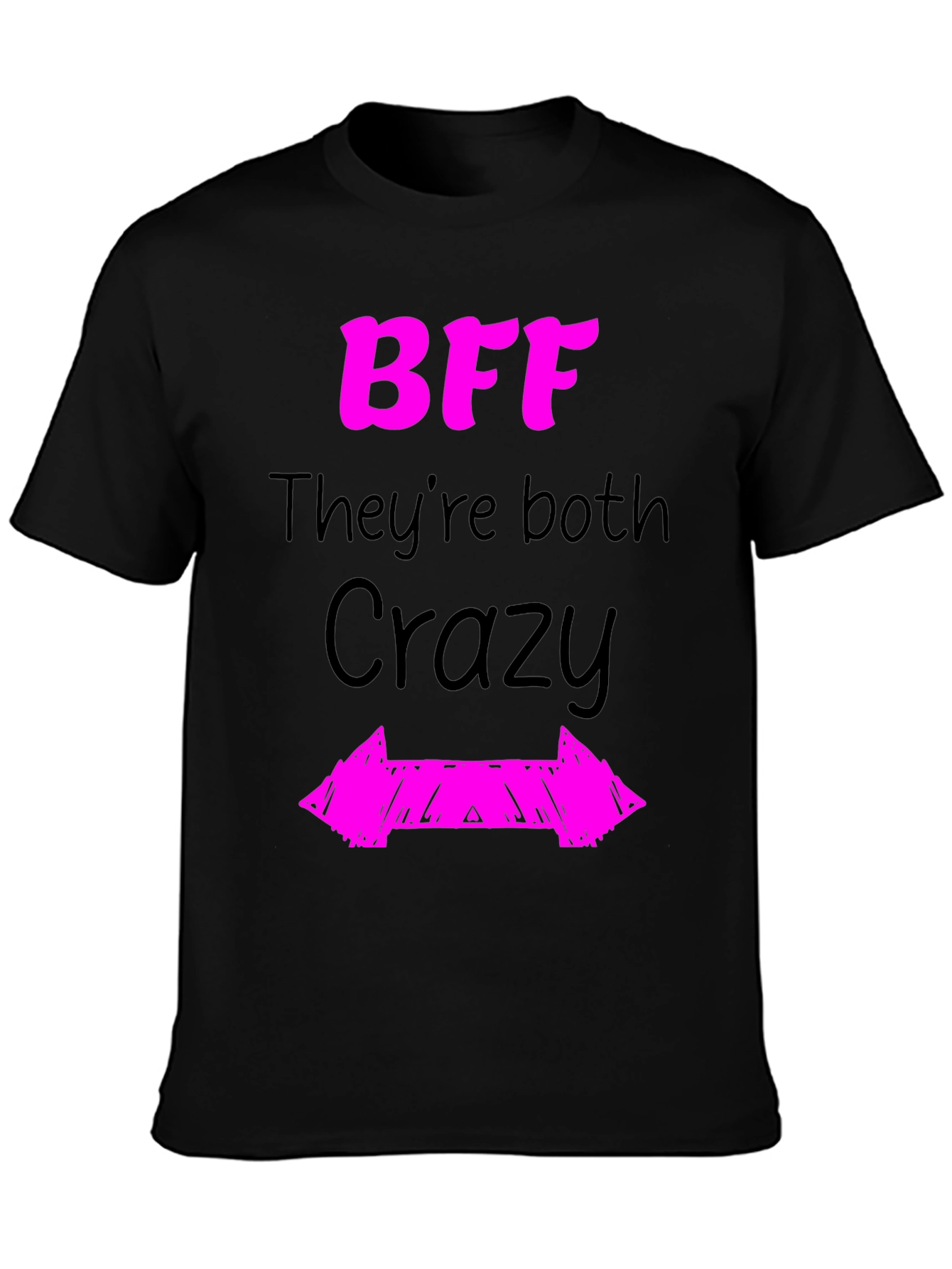 Black BFF They're Both Crazy Graphic Novelty T-Shirt view 3