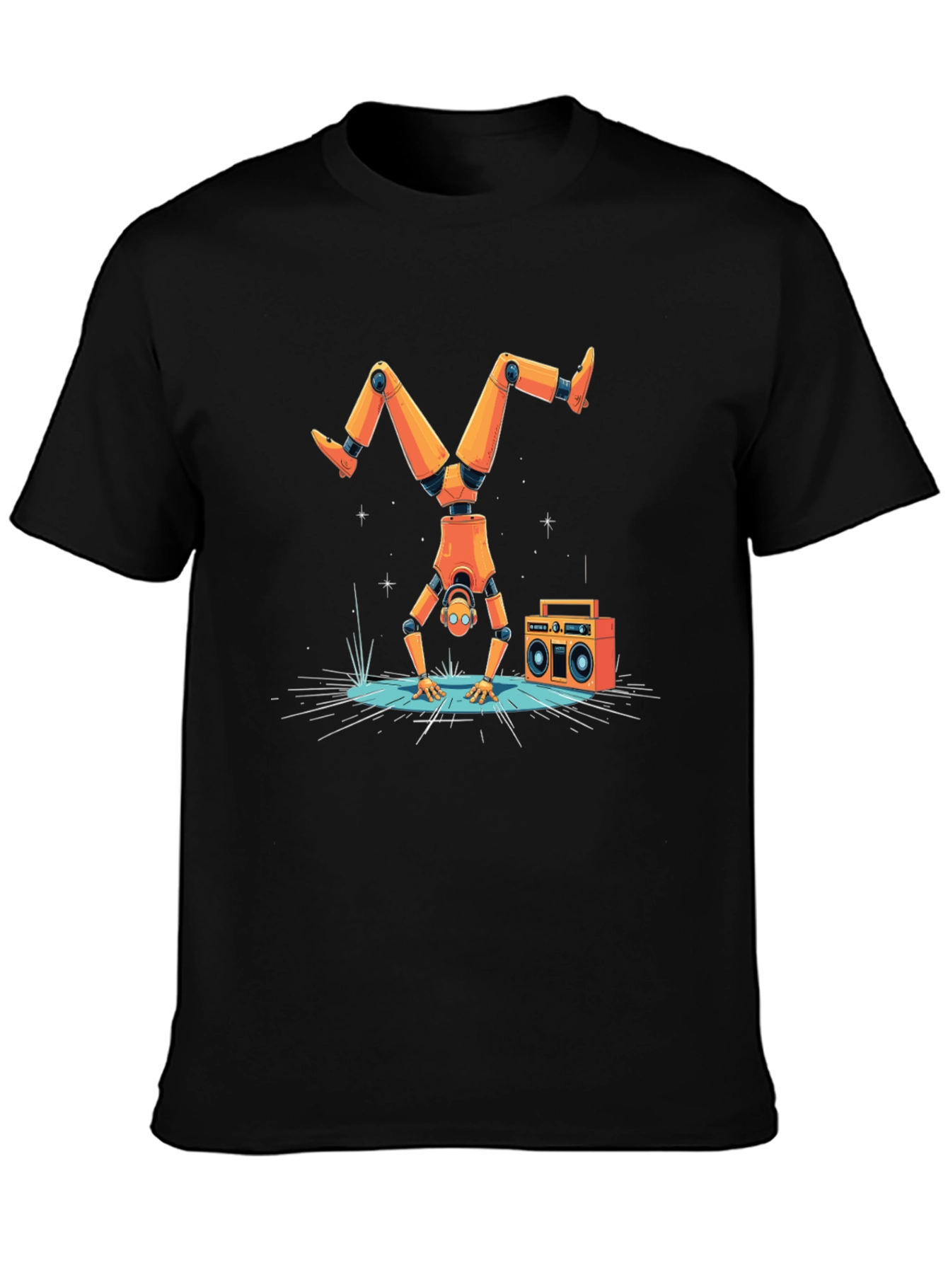 Black Robot Handstand T-Shirt view 3