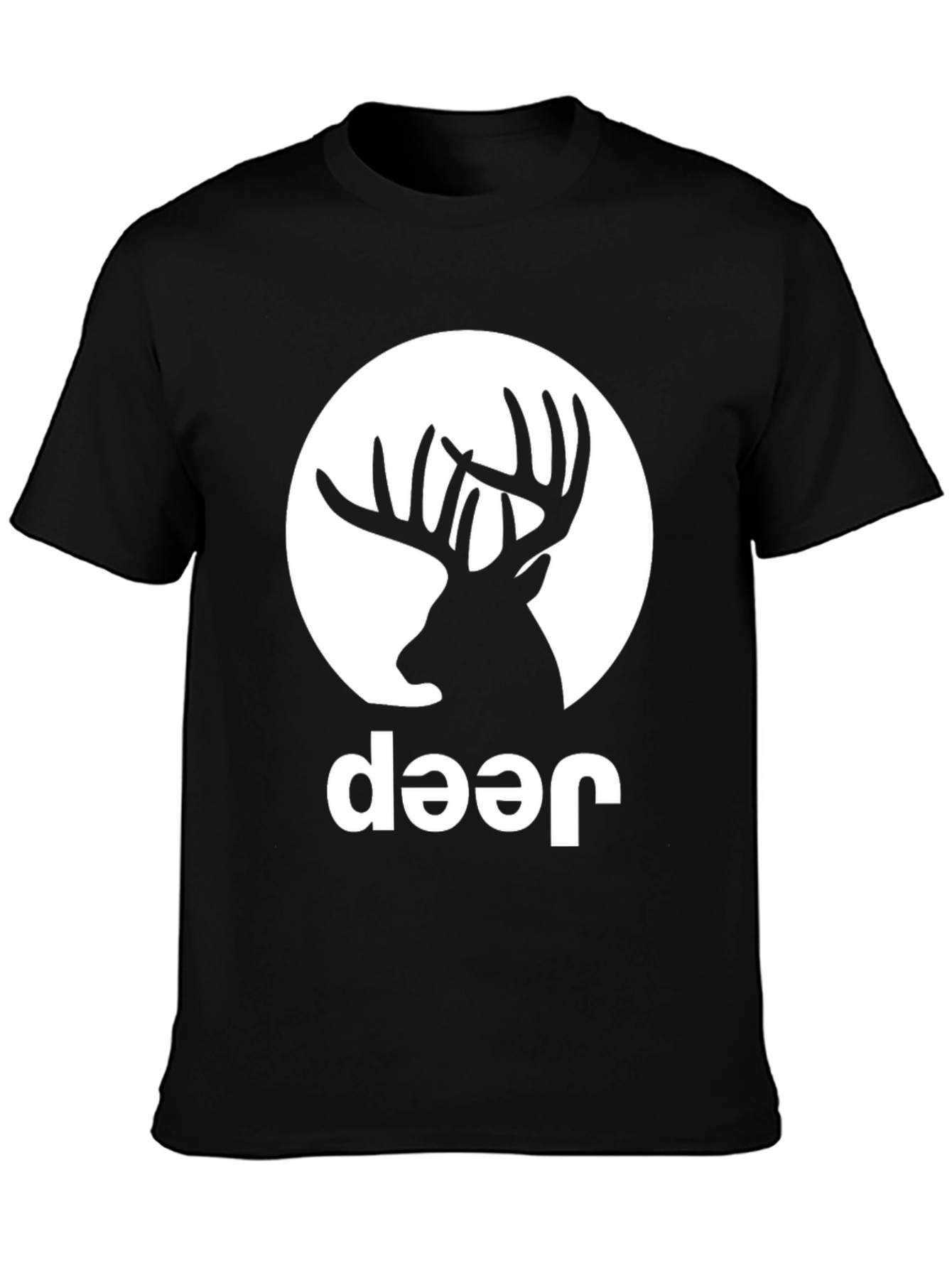 Black Deer Graphic Tee - Black Crew Neck T-Shirt view 3