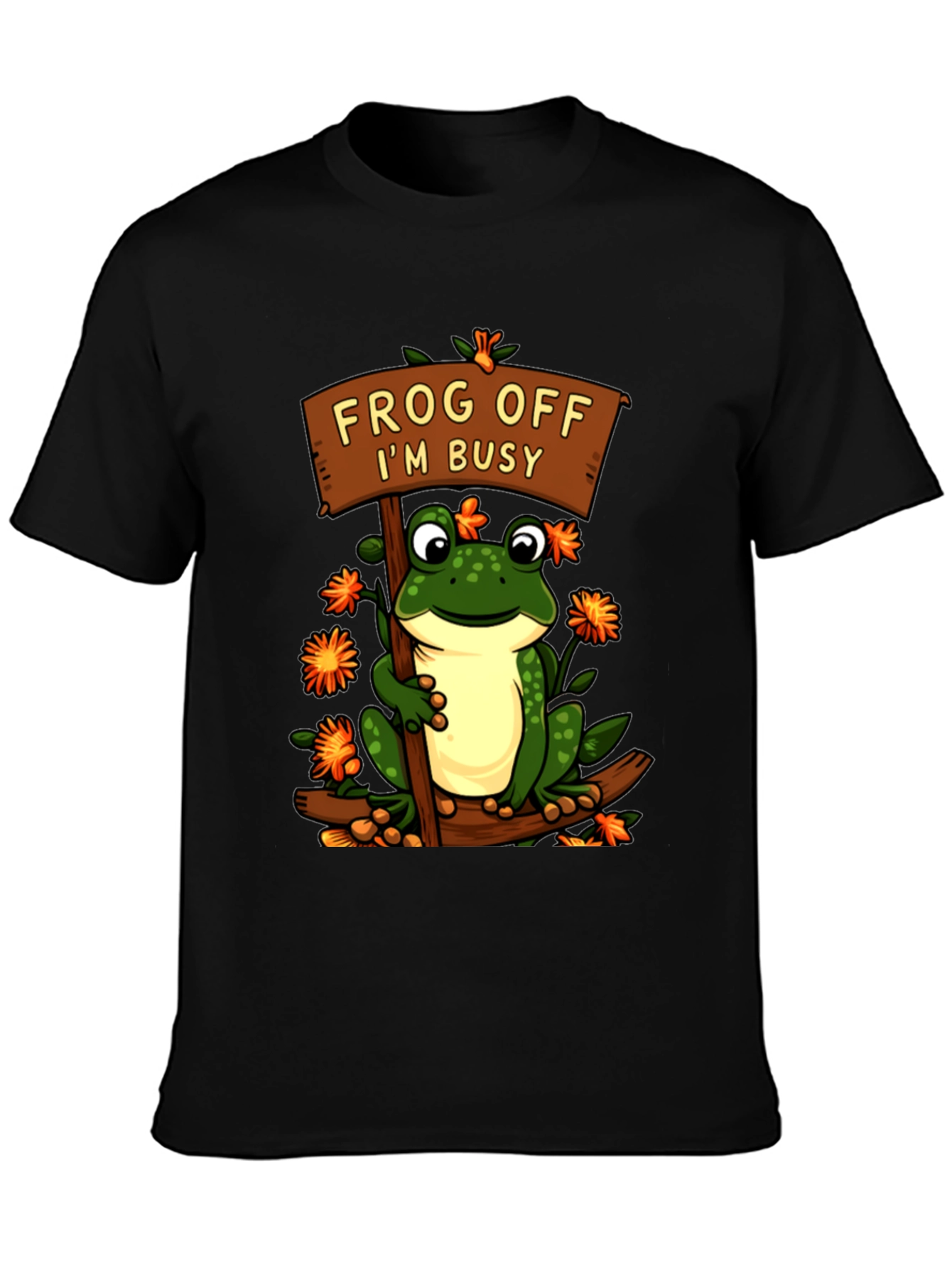 Black Frog Off I'm Busy T-Shirt Funny Animal Tee view 3