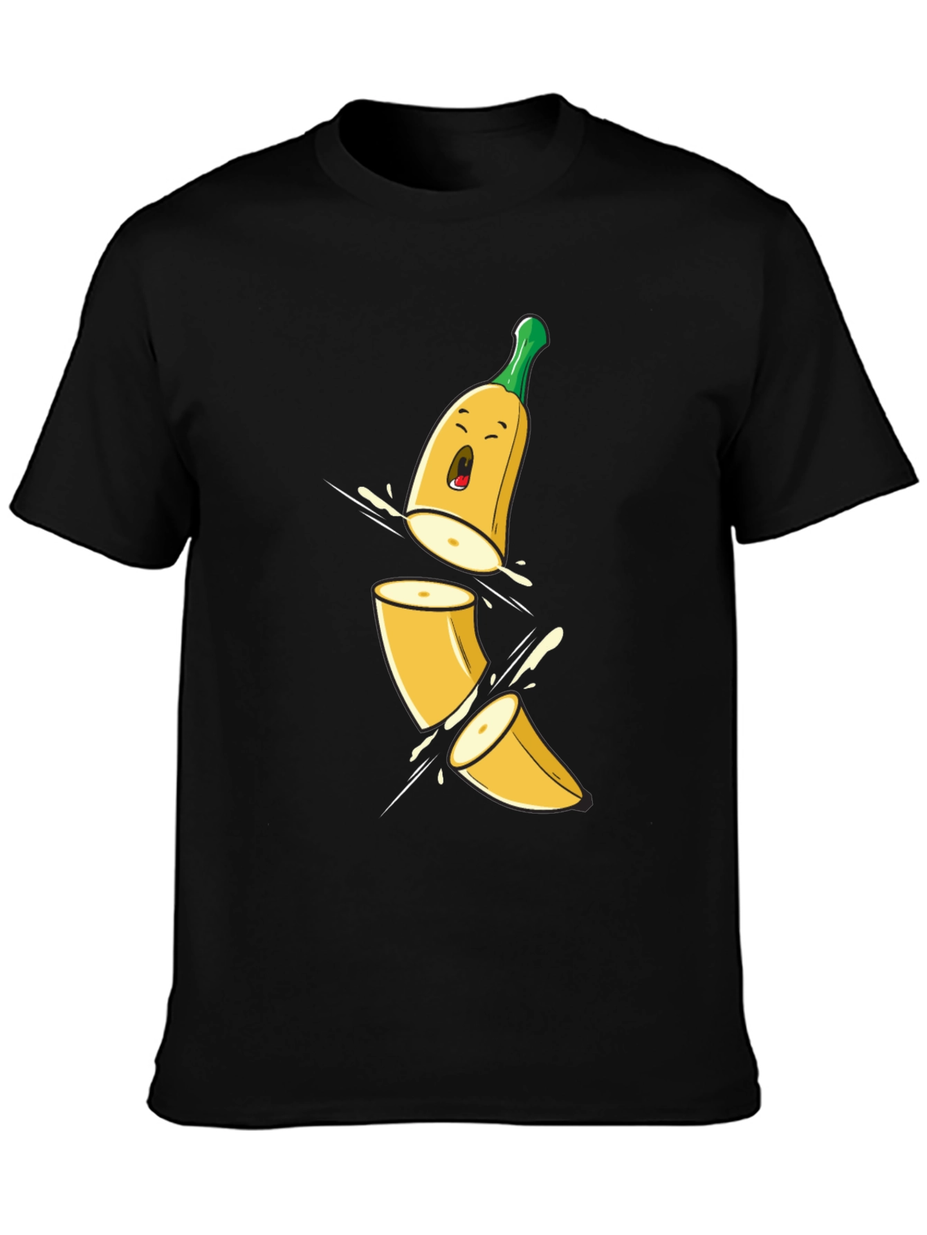 Black Sliced Banana Cartoon T-Shirt view 3