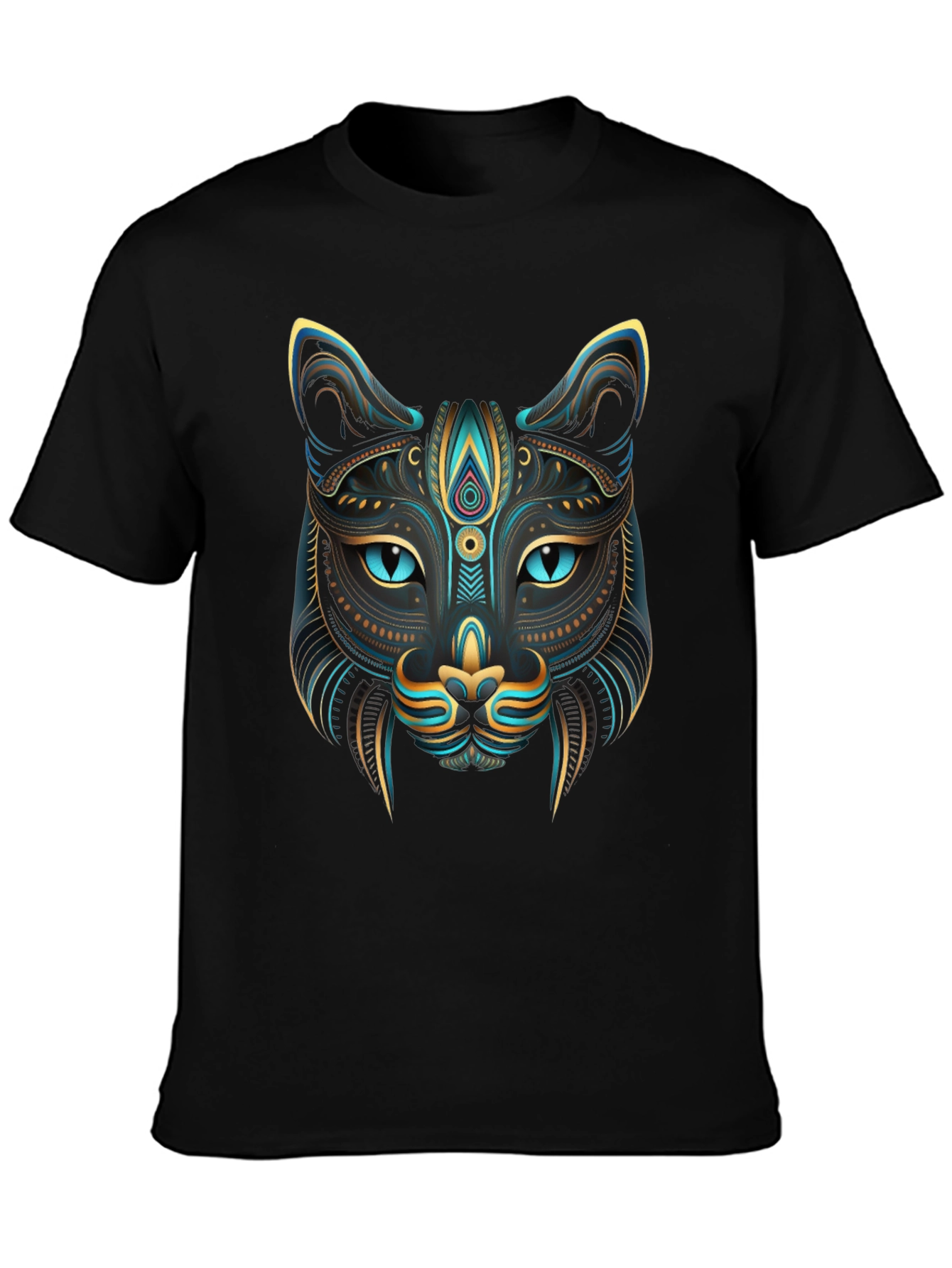 Black Mystic Cat Graphic Tee - Stylish Men's T-Shirt view 3