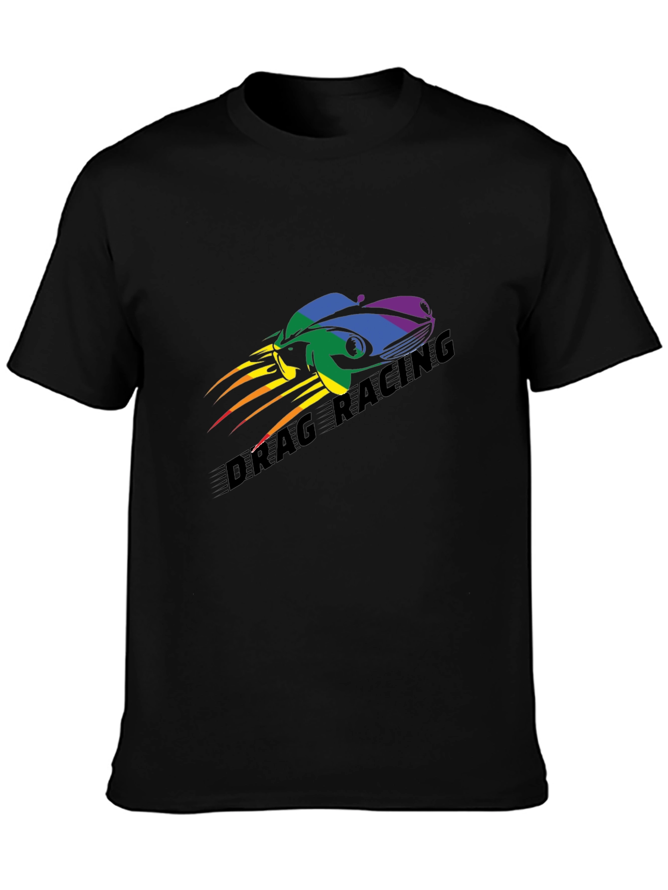 Black Drag Racing Pride T-Shirt - Black, Car Design view 3