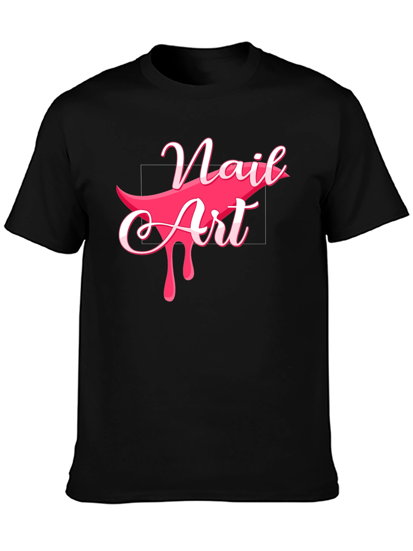Black Nail Art Graphic Tee - Stylish Black Cotton T-Shirt view 3