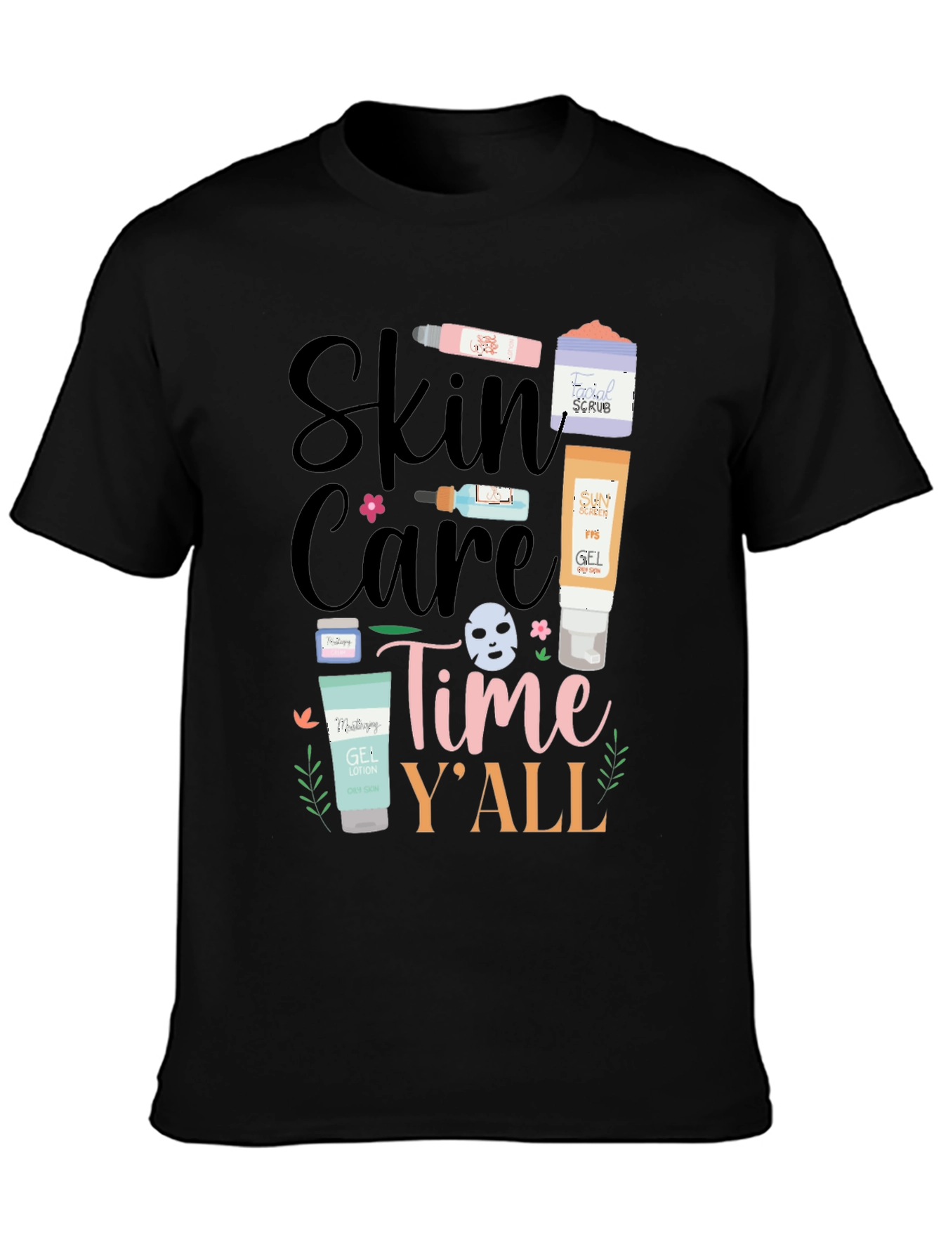 Black Skin Care Time Y'All T-Shirt - Beauty and Relaxation Tee view 3