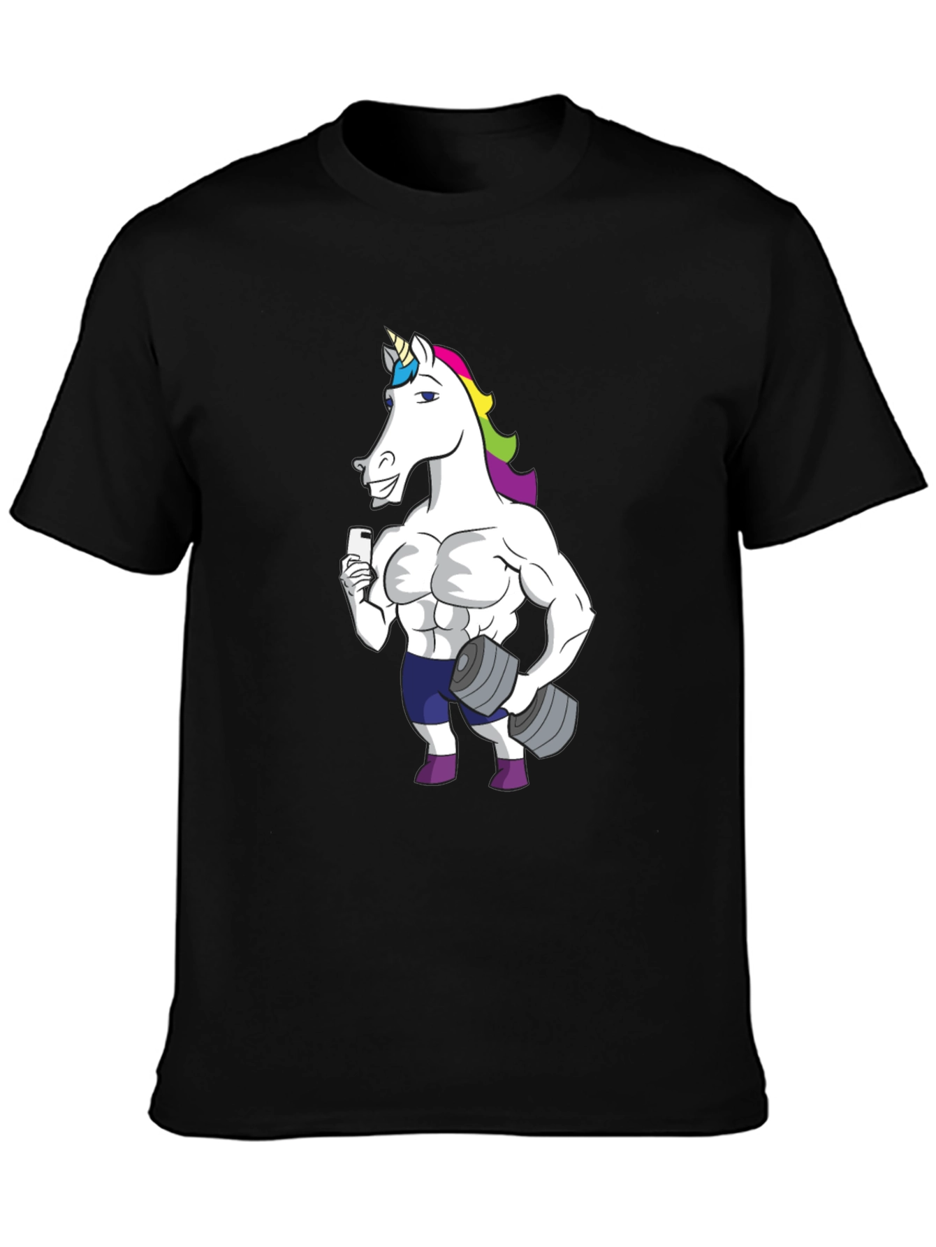 Black Unicorn Gym Workout T-Shirt - Black view 3