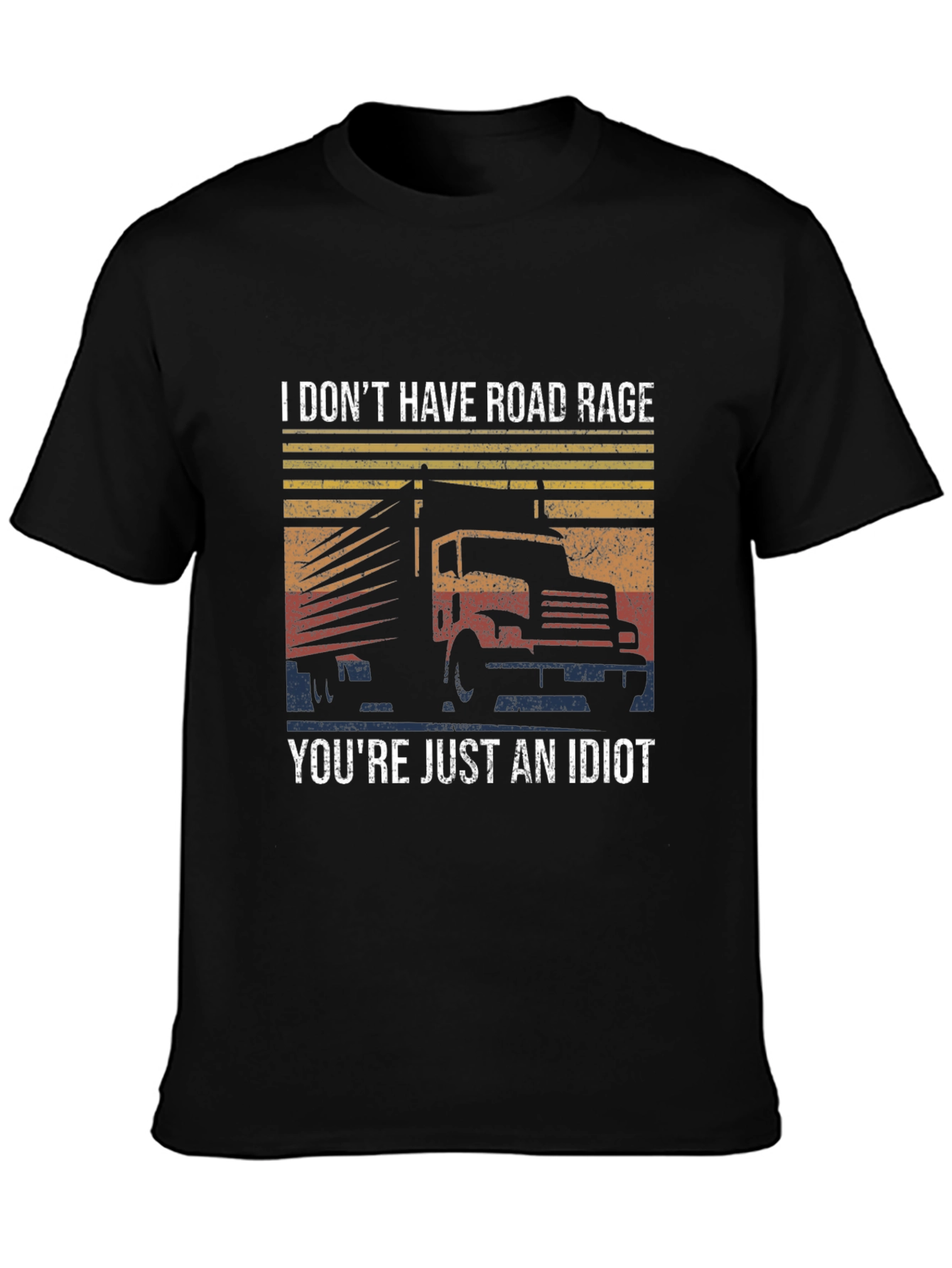 Black Funny Trucker Road Rage Black Graphic Tee view 3