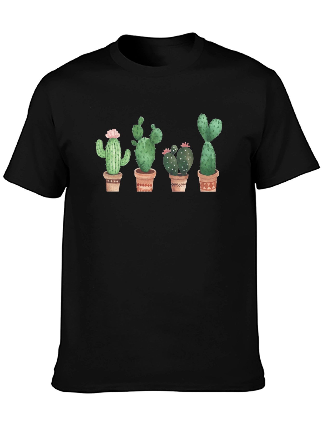 Black Cactus Plant Graphic Black T-Shirt view 3