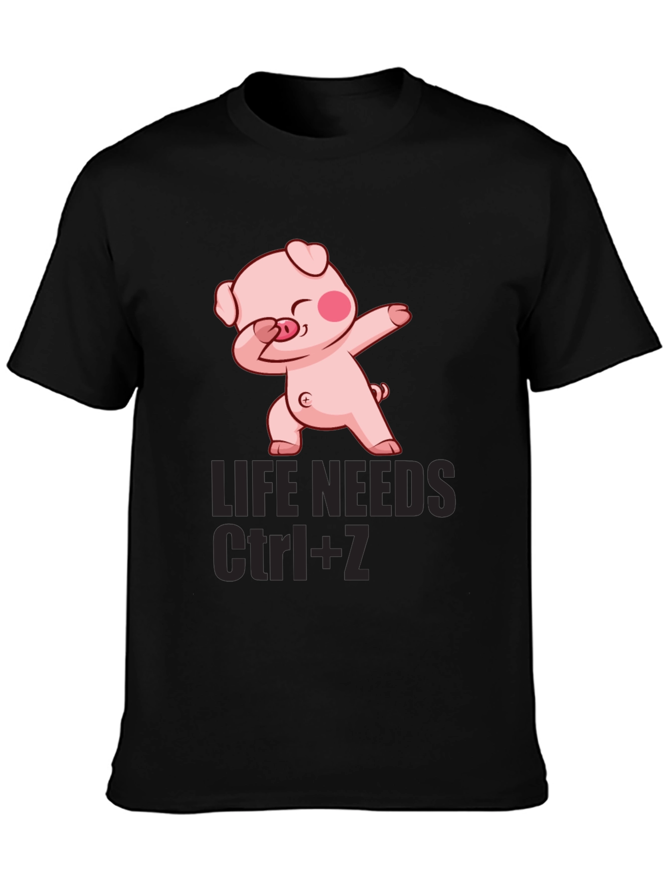 Black Life Needs Ctrl+Z Pig Dab Graphic Tee view 3