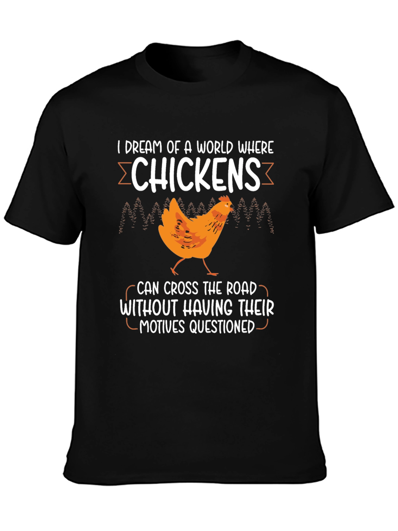 Black Funny Chicken Crossing T-Shirt - Question Motives Humor Tee view 3