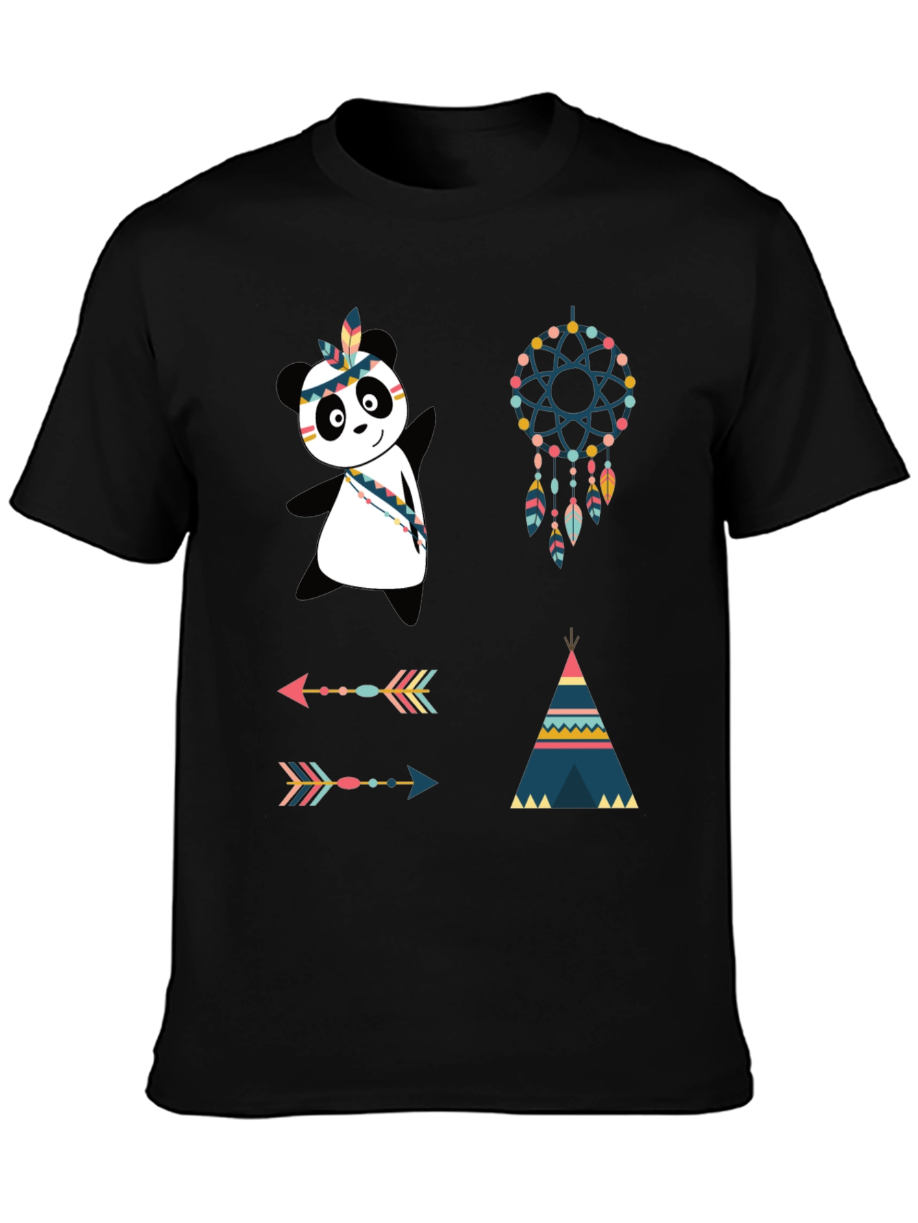 Black Tribal Panda Graphic Tee view 3