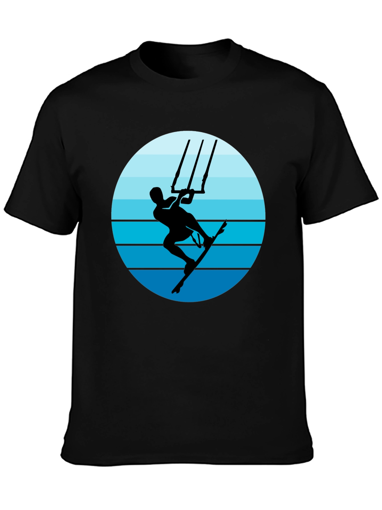 Black Kitesurfing Graphic T-Shirt - Black Cotton Tee view 3