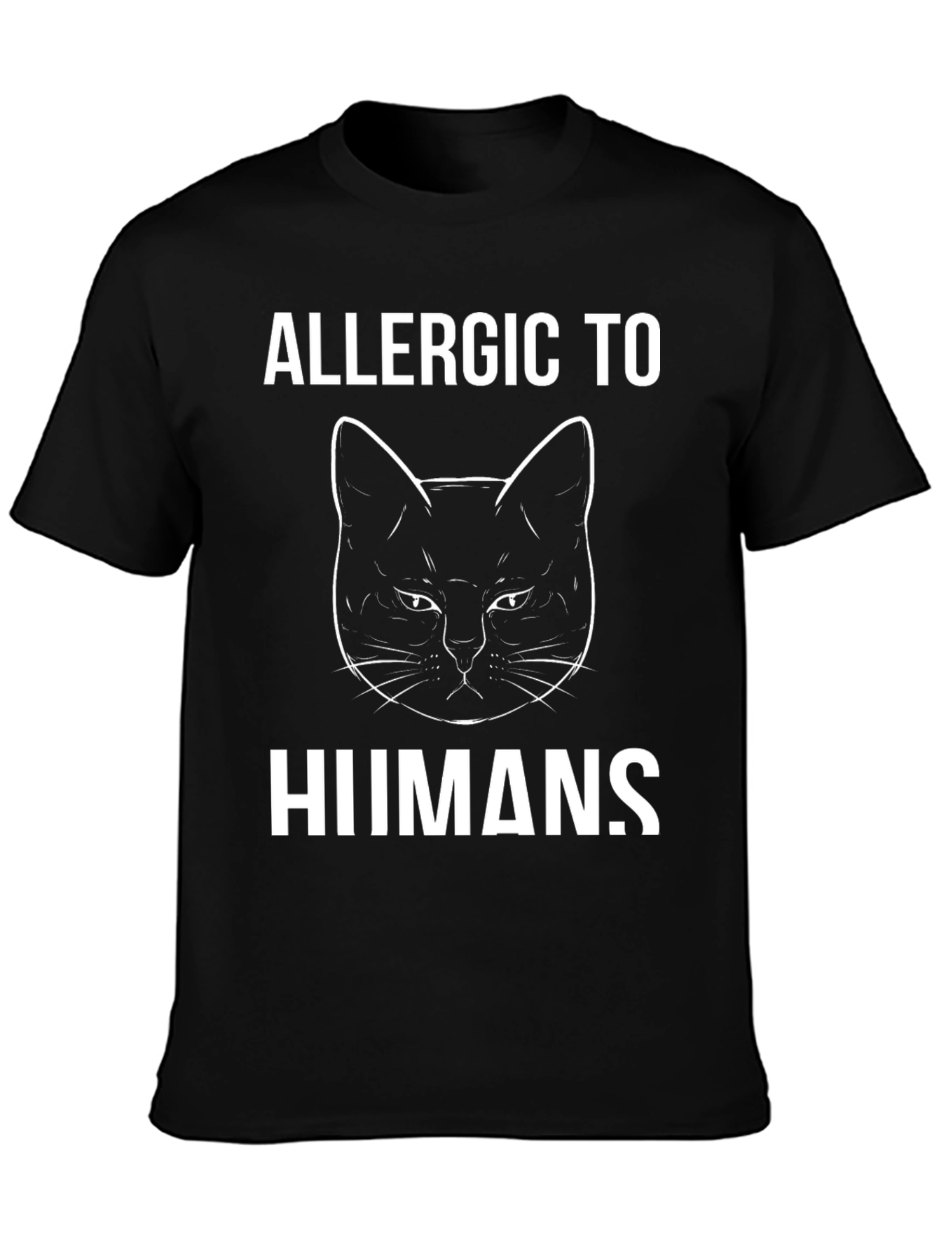 Black Allergic to Humans Cat Graphic Tee - Black view 3