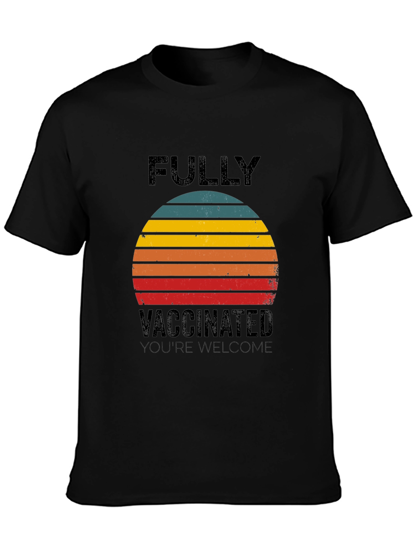 Black Fully Vaccinated Retro T-Shirt view 3