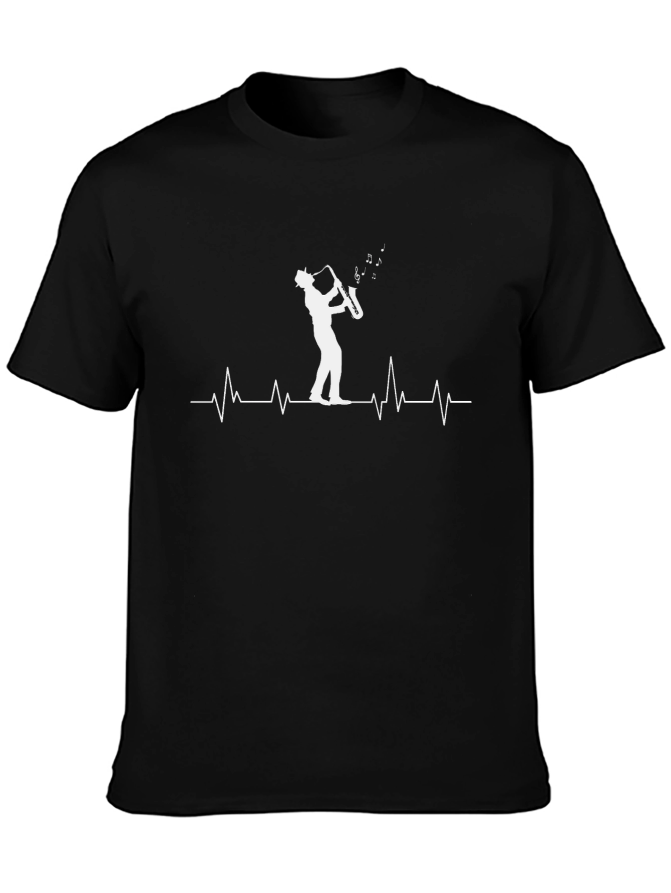 Black Saxophone Player Heartbeat T-Shirt view 3