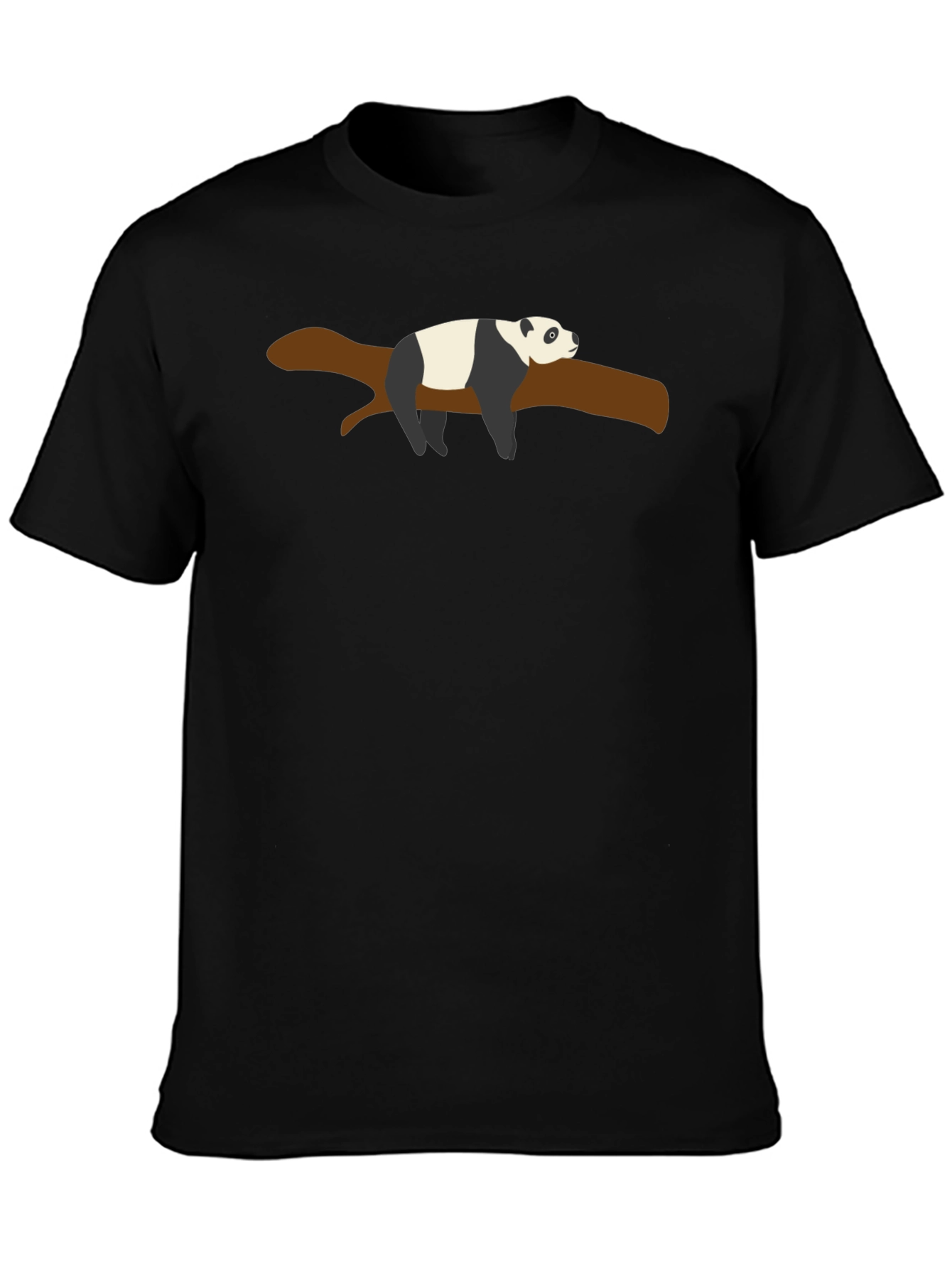 Black Lazy Panda Branch Black T-Shirt view 3