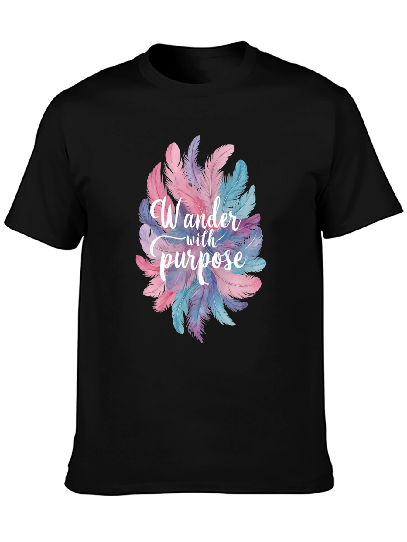 Black Wander With Purpose Feather Graphic T-Shirt view 3