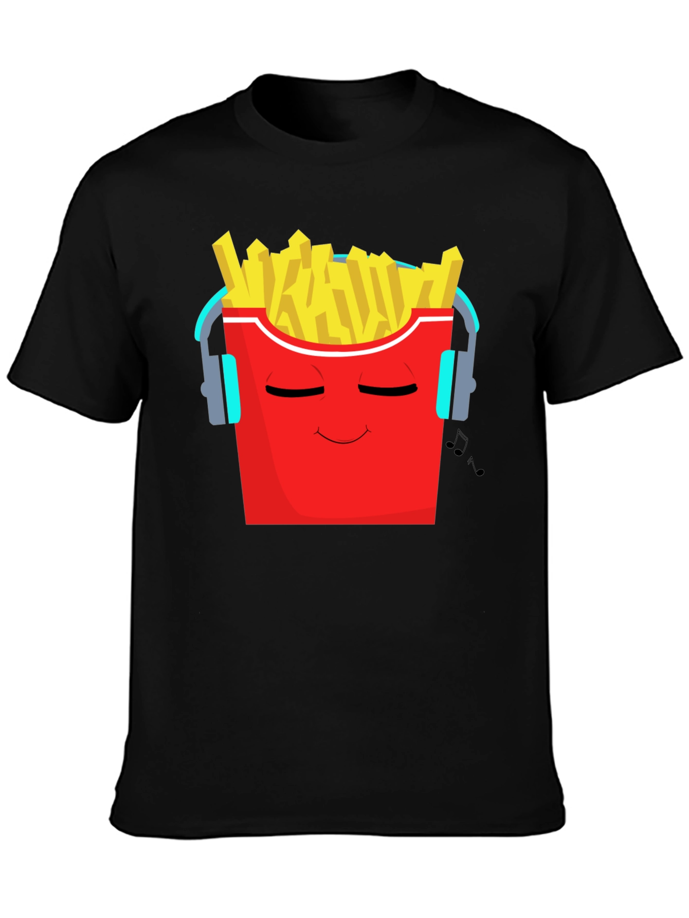 Black Cool Fries Graphic Tee - Music Lover T-Shirt view 3