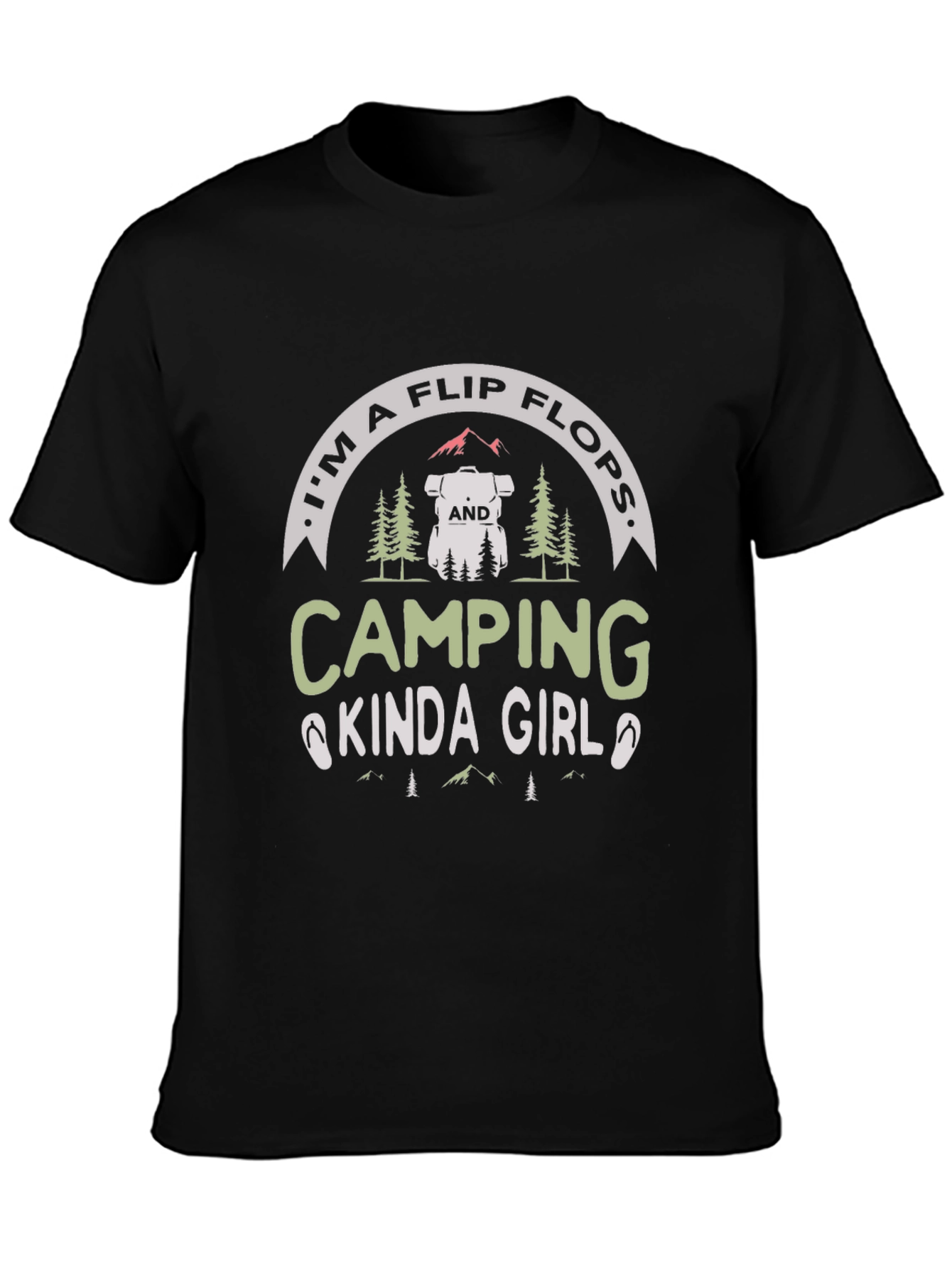 Black Camping Kinda Girl Tee - Flip Flops view 3