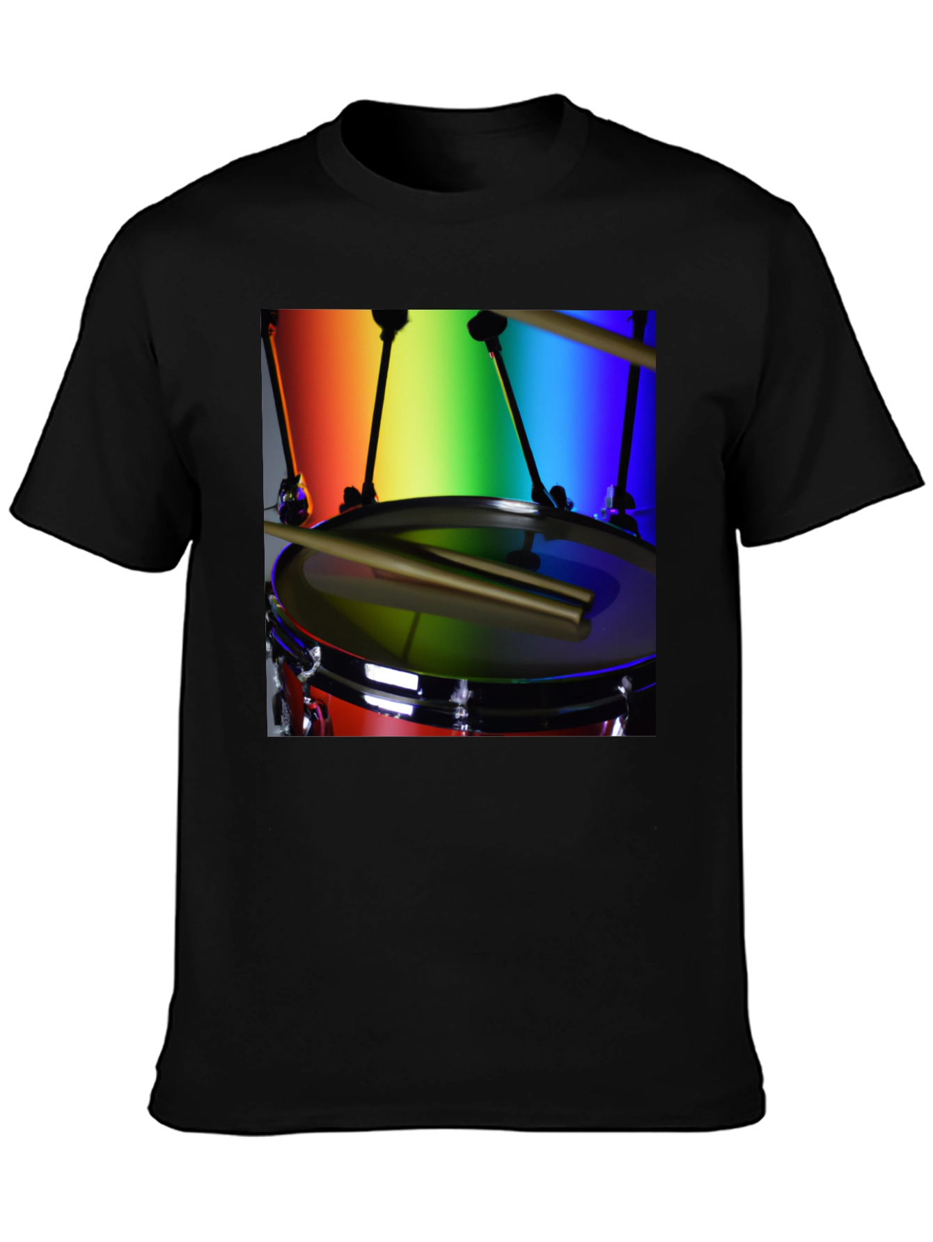 Black Rainbow Drummer T-Shirt - Music Lover Tee view 3
