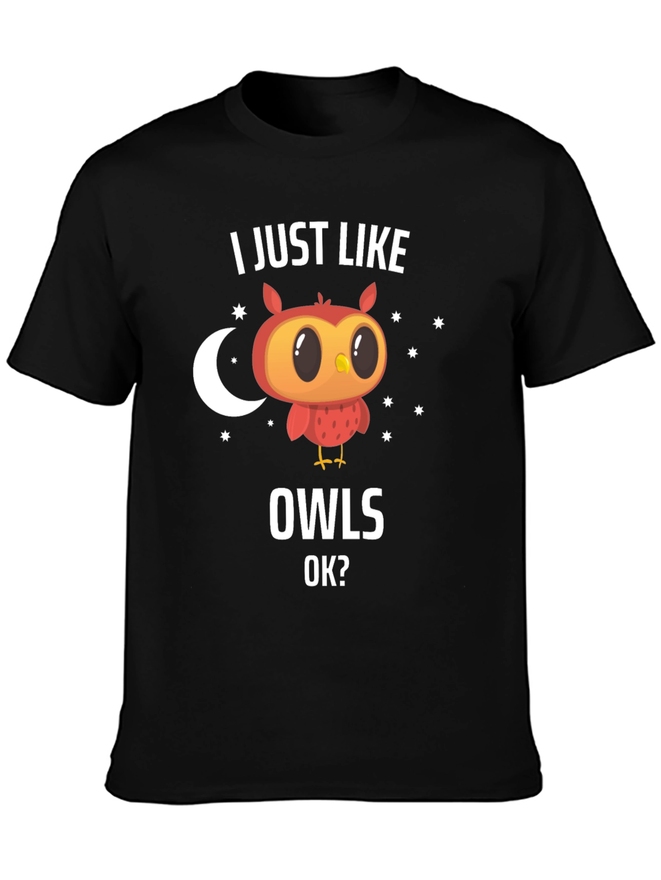Black I Just Like Owls OK? Black Graphic Tee view 3