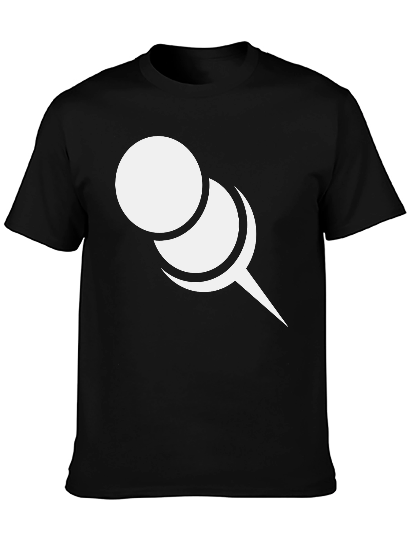 Black Graphic Tee: White Push Pin Design on Black Shirt view 3