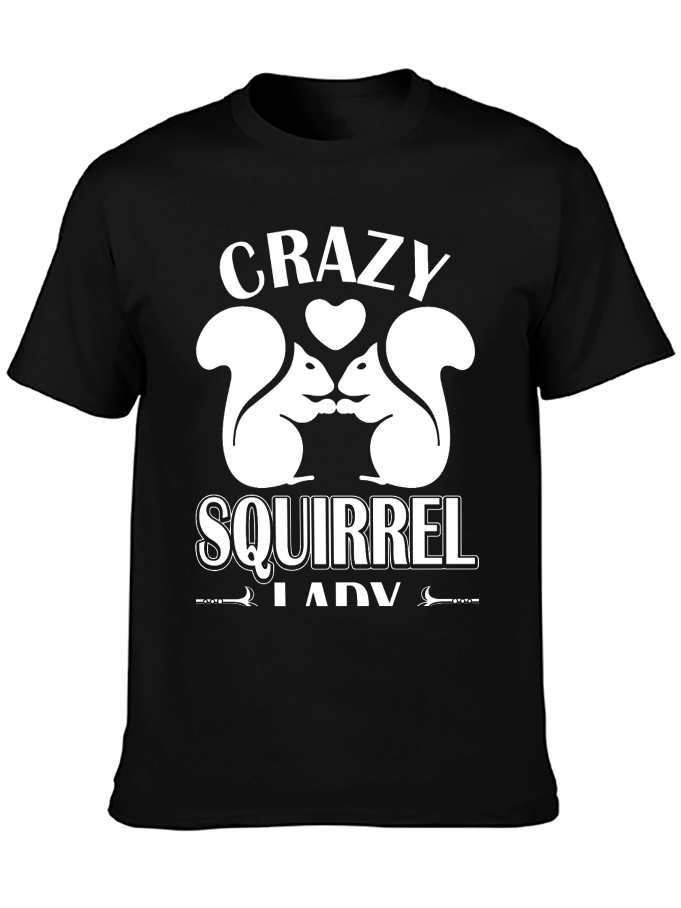 Black Crazy Squirrel Lady T-Shirt - Cute Animal Lover Tee view 3