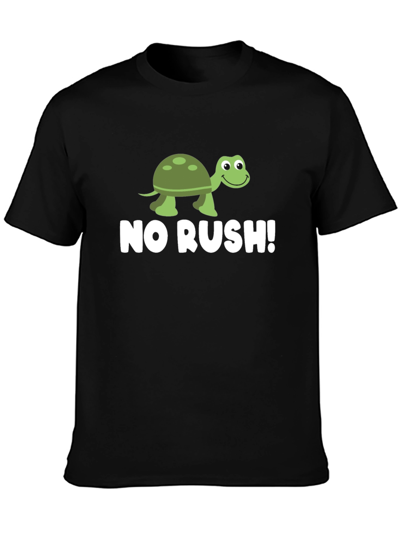 Black Funny Turtle No Rush T-Shirt view 3