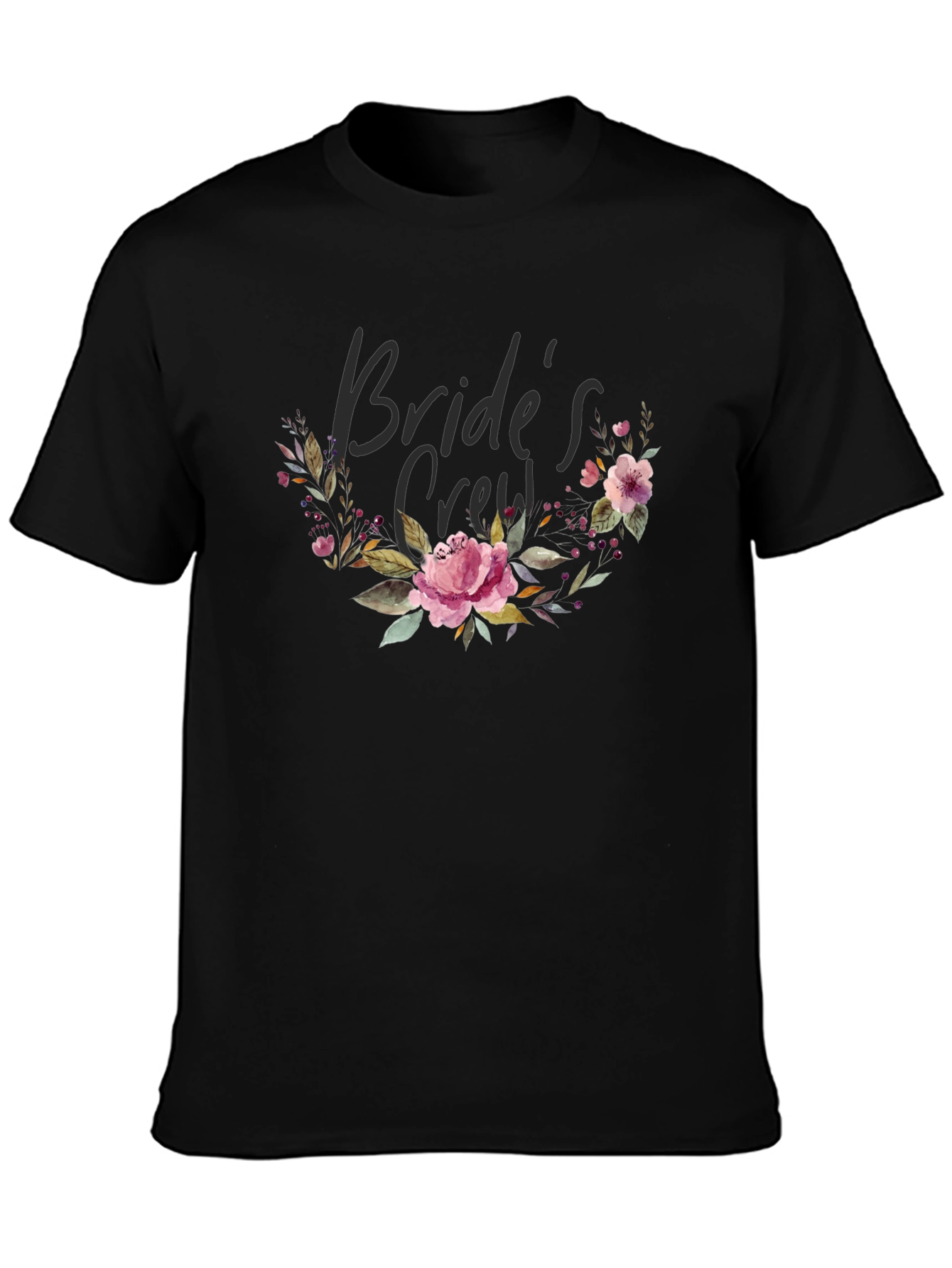 Bride's Crew Floral Black T-Shirt - 3