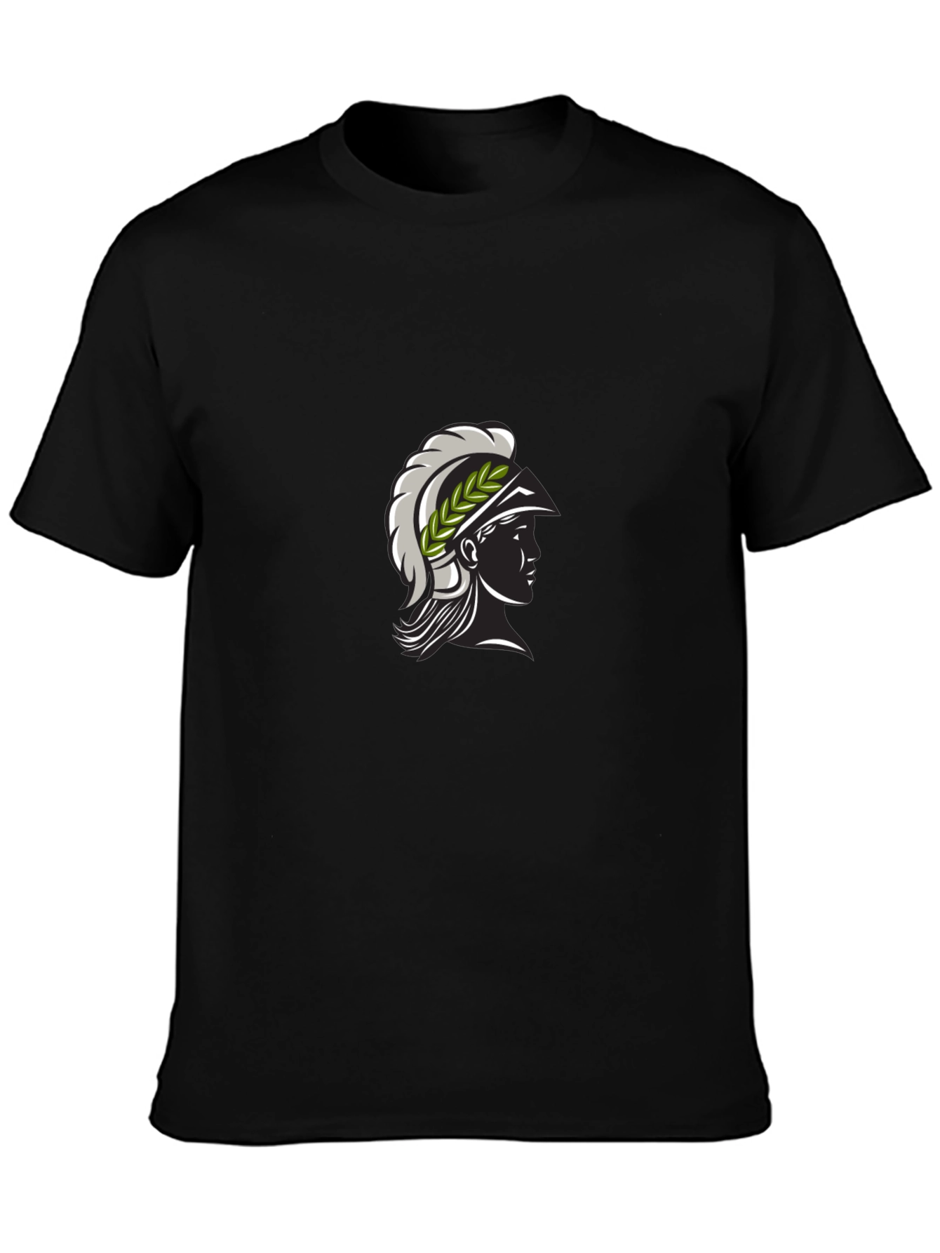 Black Black Tee with Spartan Warrior Design view 3