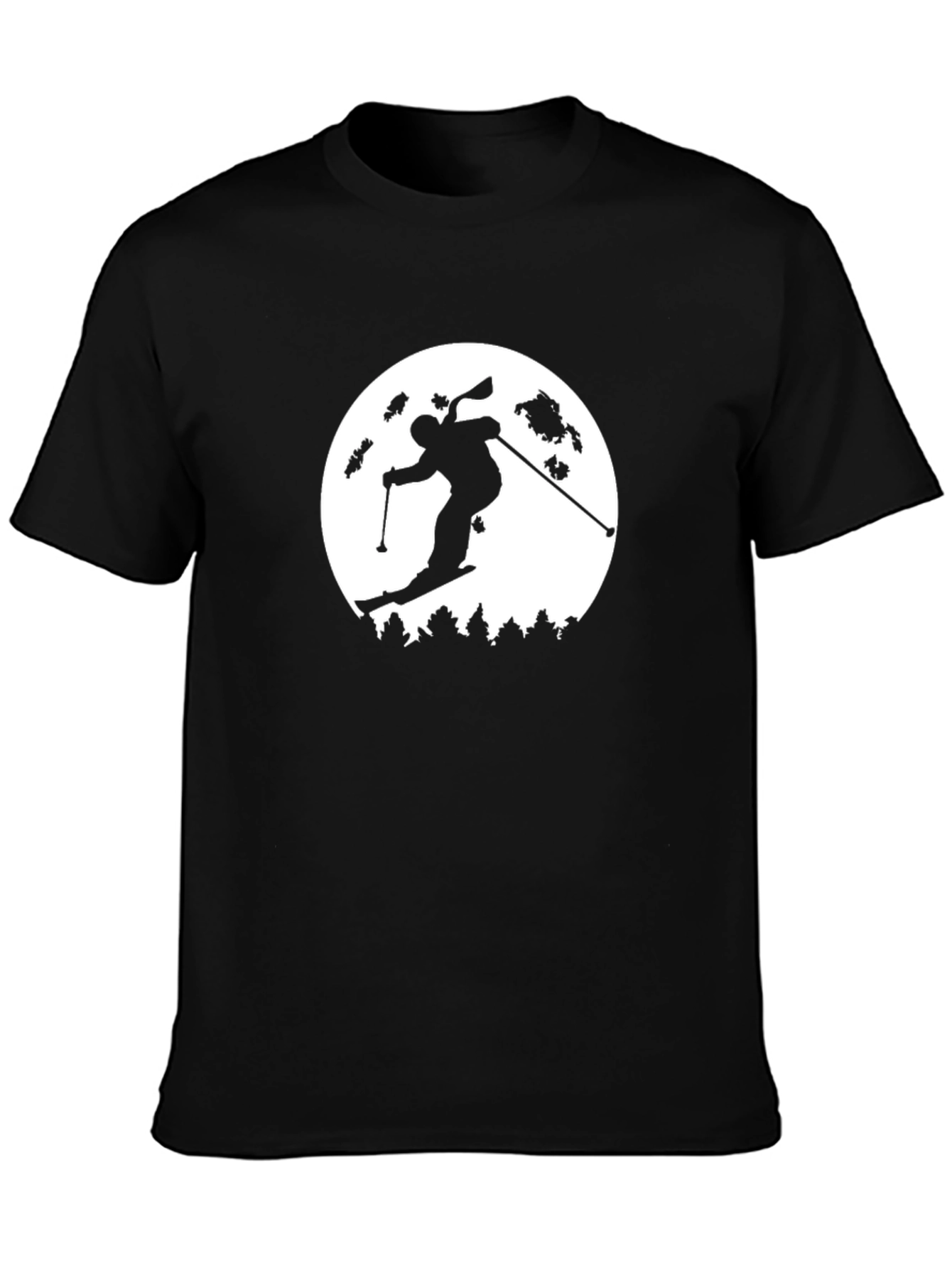 Black Skiing Moon Graphic Tee - Black view 3