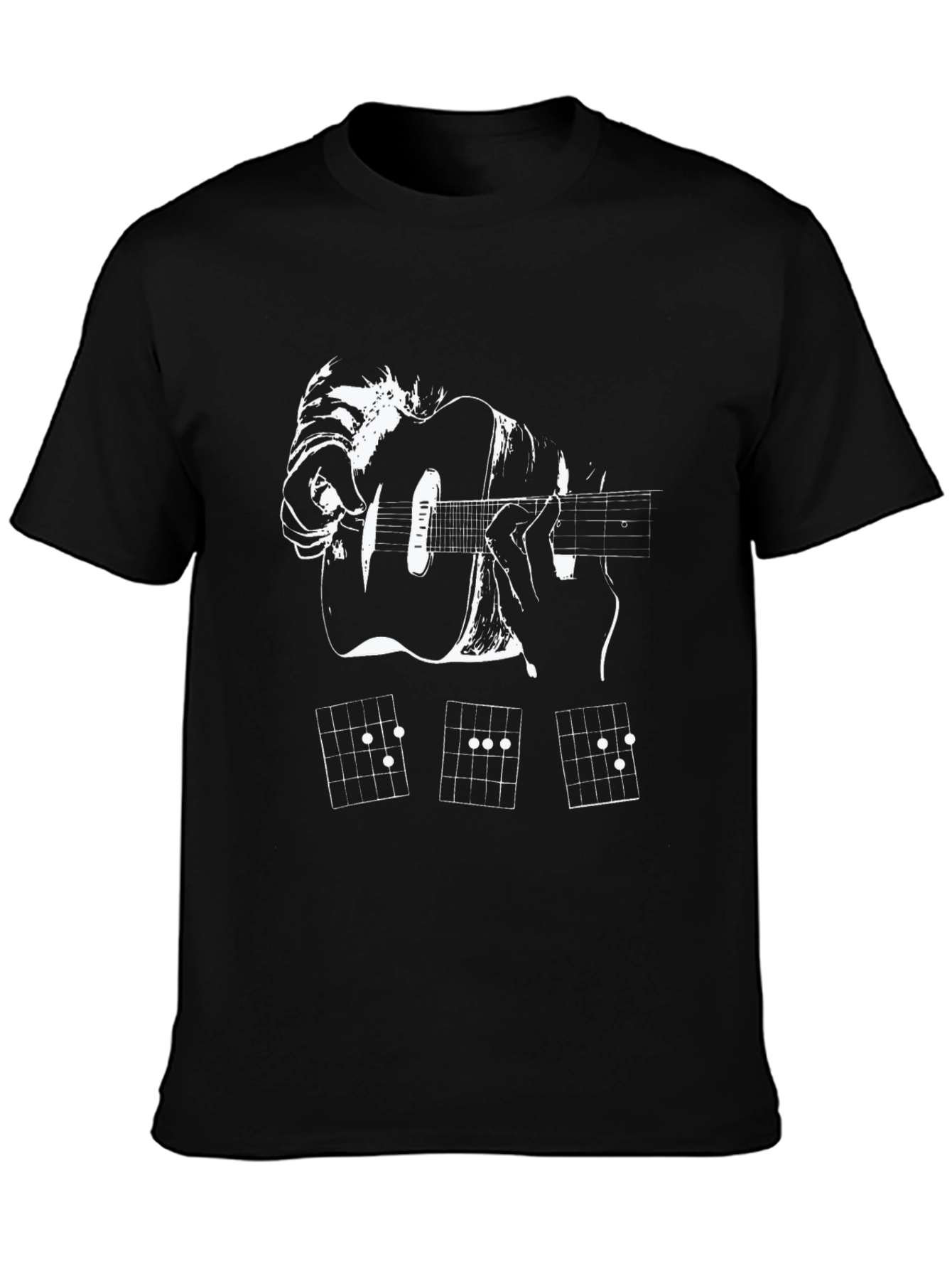 Black Guitar Chords T-Shirt - Music Lover Apparel view 3