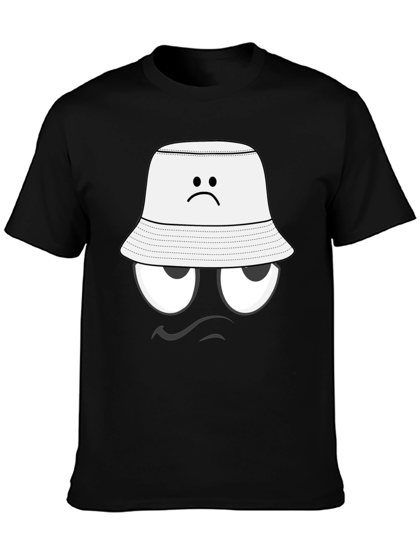 Black Humorous Grumpy Face T-Shirt view 3