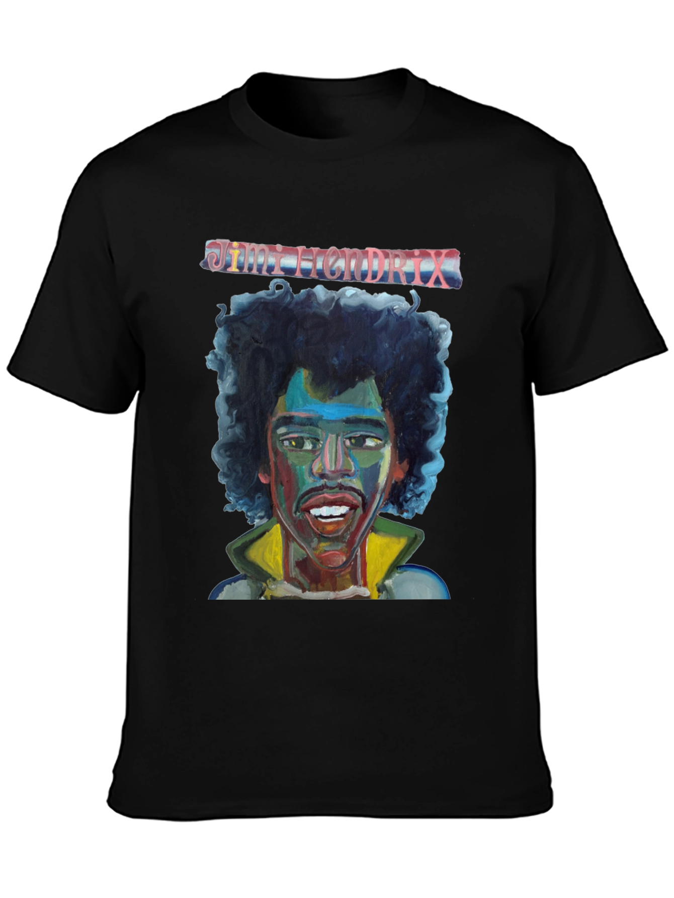 Black Jimi Hendrix Graphic Tee Black Cotton T-Shirt view 3