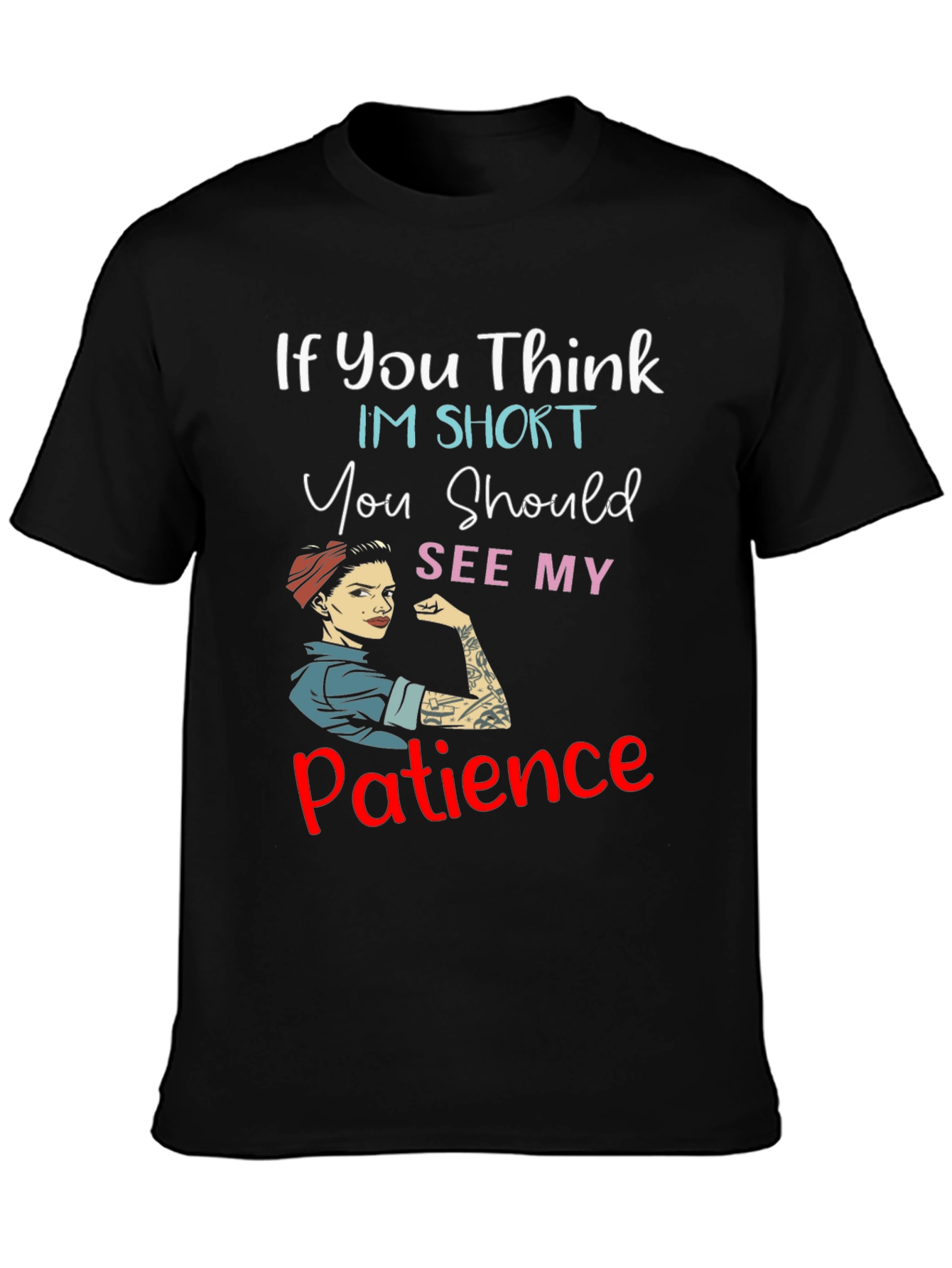 Black Funny Graphic Tee: My Patience T-Shirt view 3