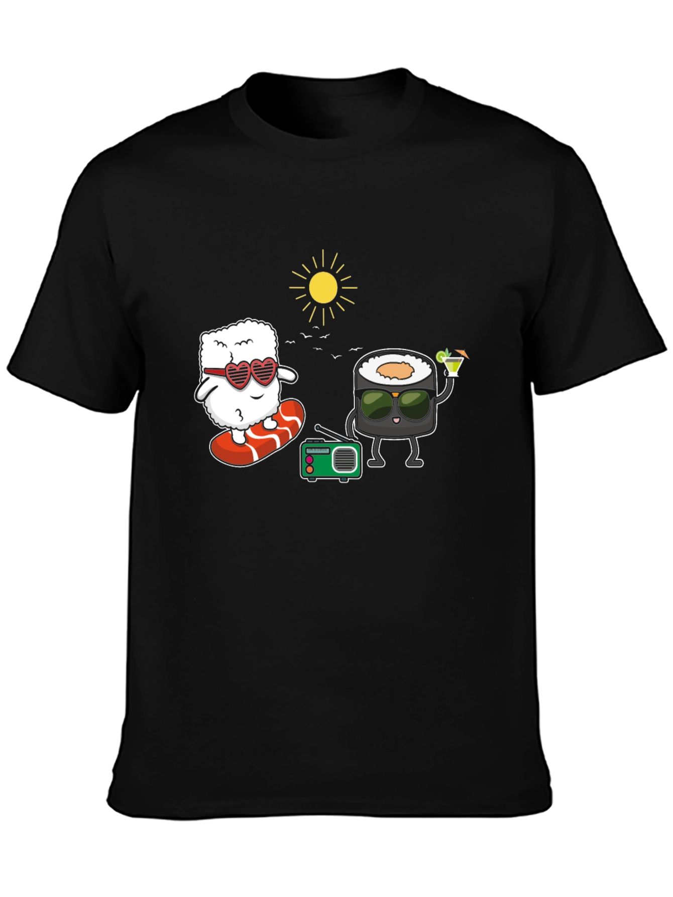 Black Sushi Fun T-Shirt - Beach Vibes view 3