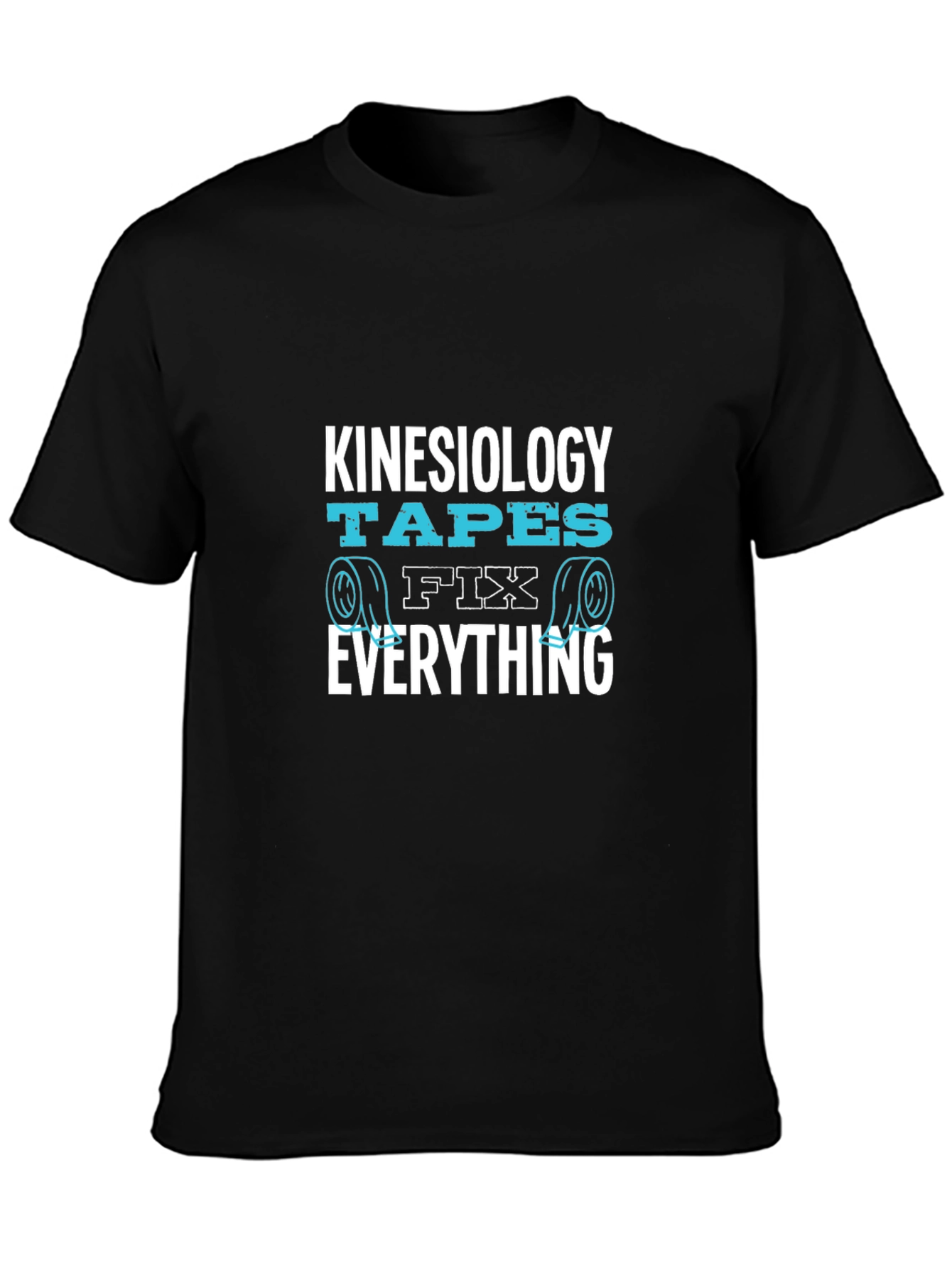 Black Kinesiology Tapes Fix Everything Black T-Shirt view 3