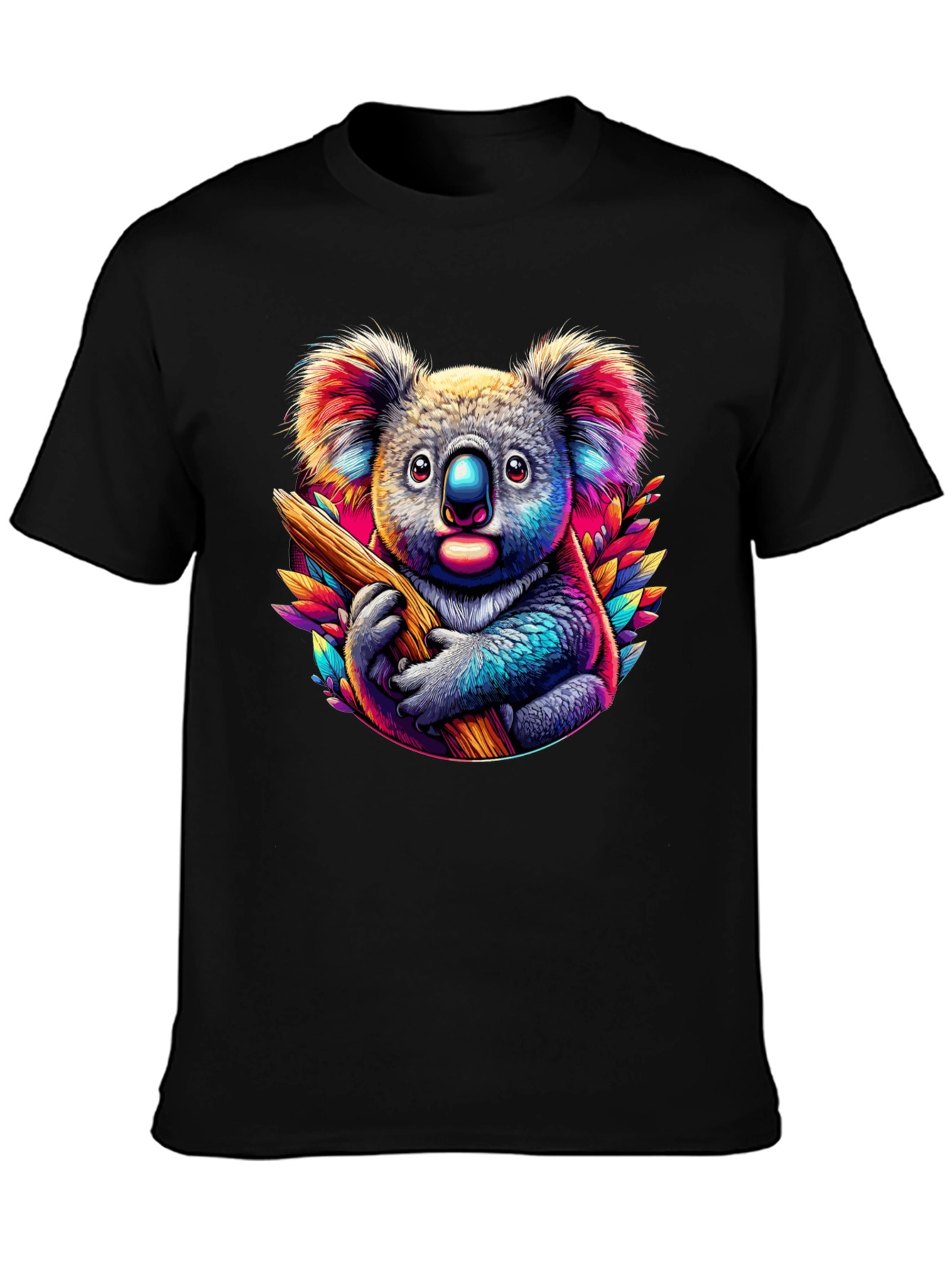 Black Koala Bear Graphic T-Shirt - Vibrant Colors view 3