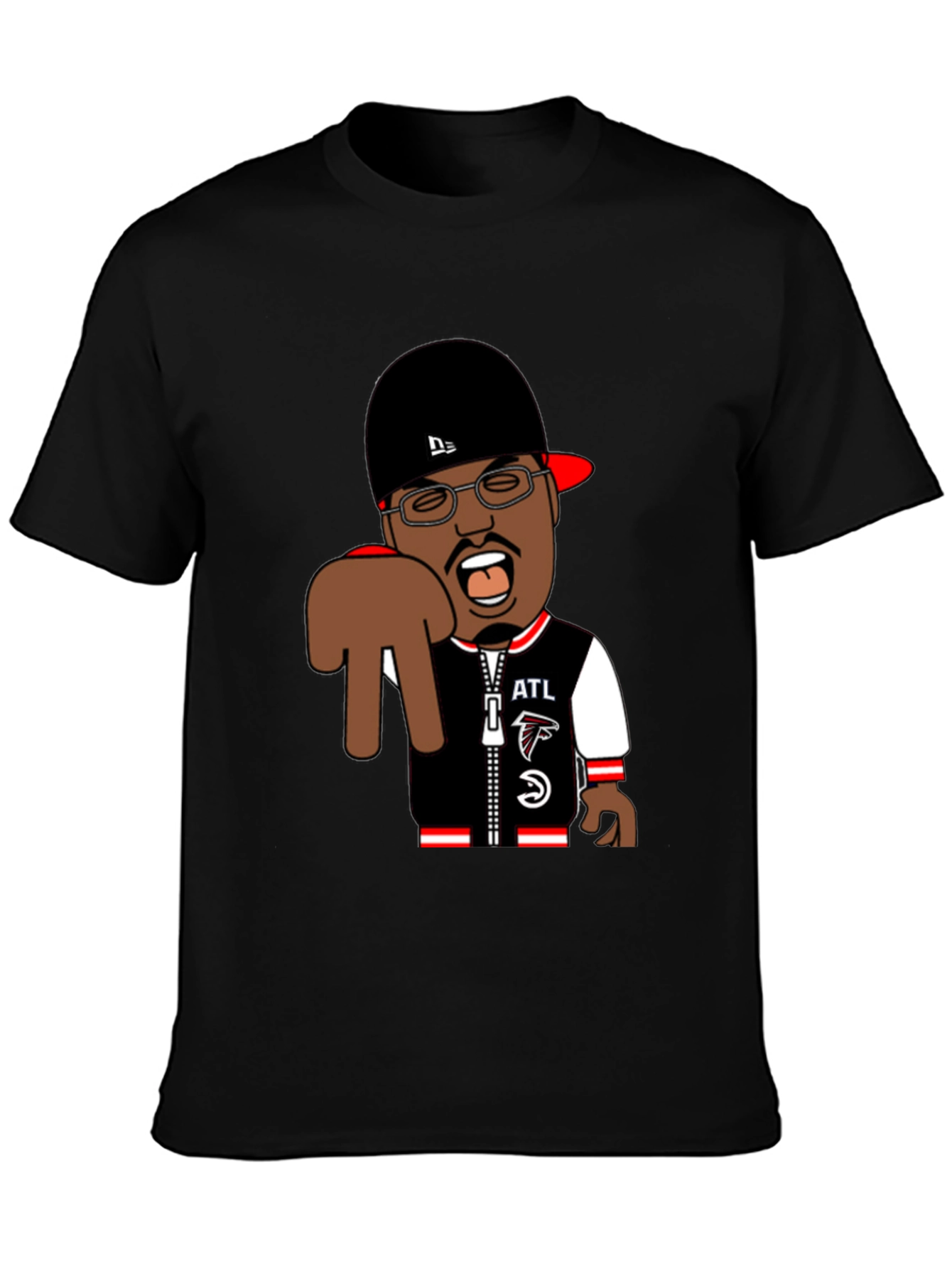 Black Cartoon Character Atlanta Falcons T-Shirt view 3