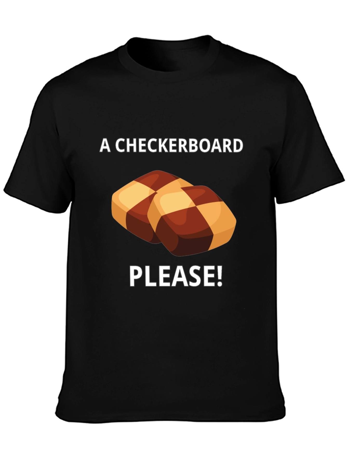 Black Checkerboard Cookie Please! Graphic Tee view 3