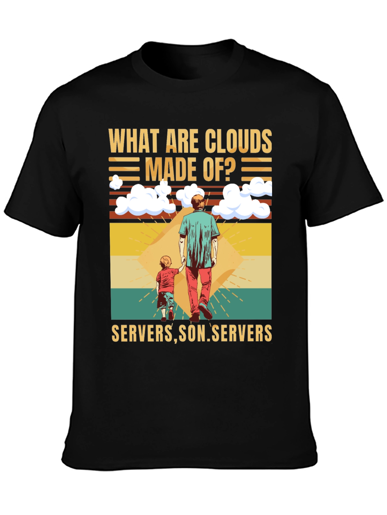 Black Cloud Made of Servers Funny T-Shirt view 3