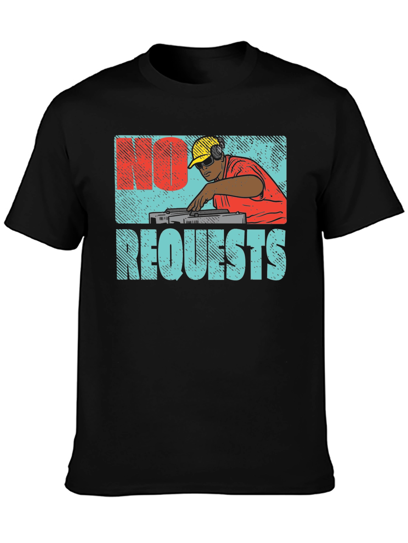 Black No Requests Graphic DJ T-Shirt view 3