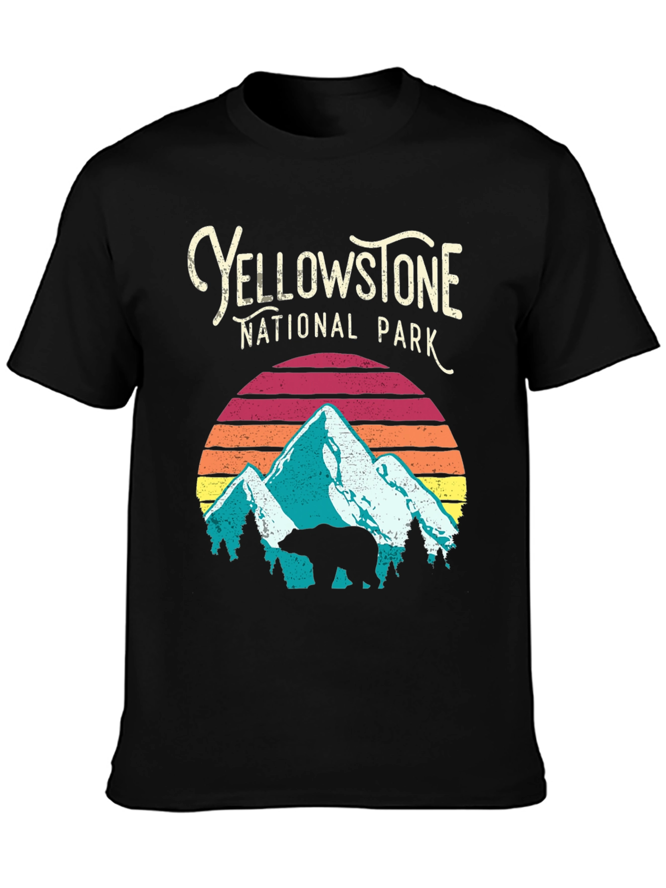 Black Yellowstone National Park Bear Graphic T-Shirt view 3