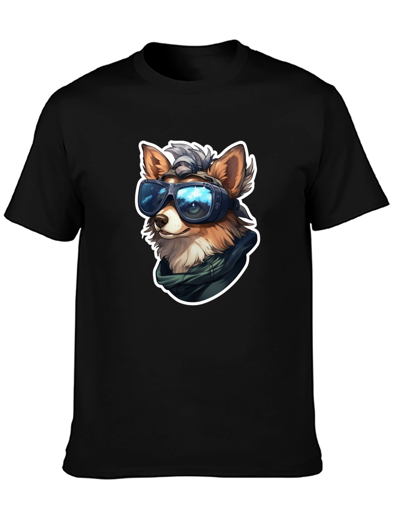 Black Stylish Dog VR Headset Black T-Shirt view 3
