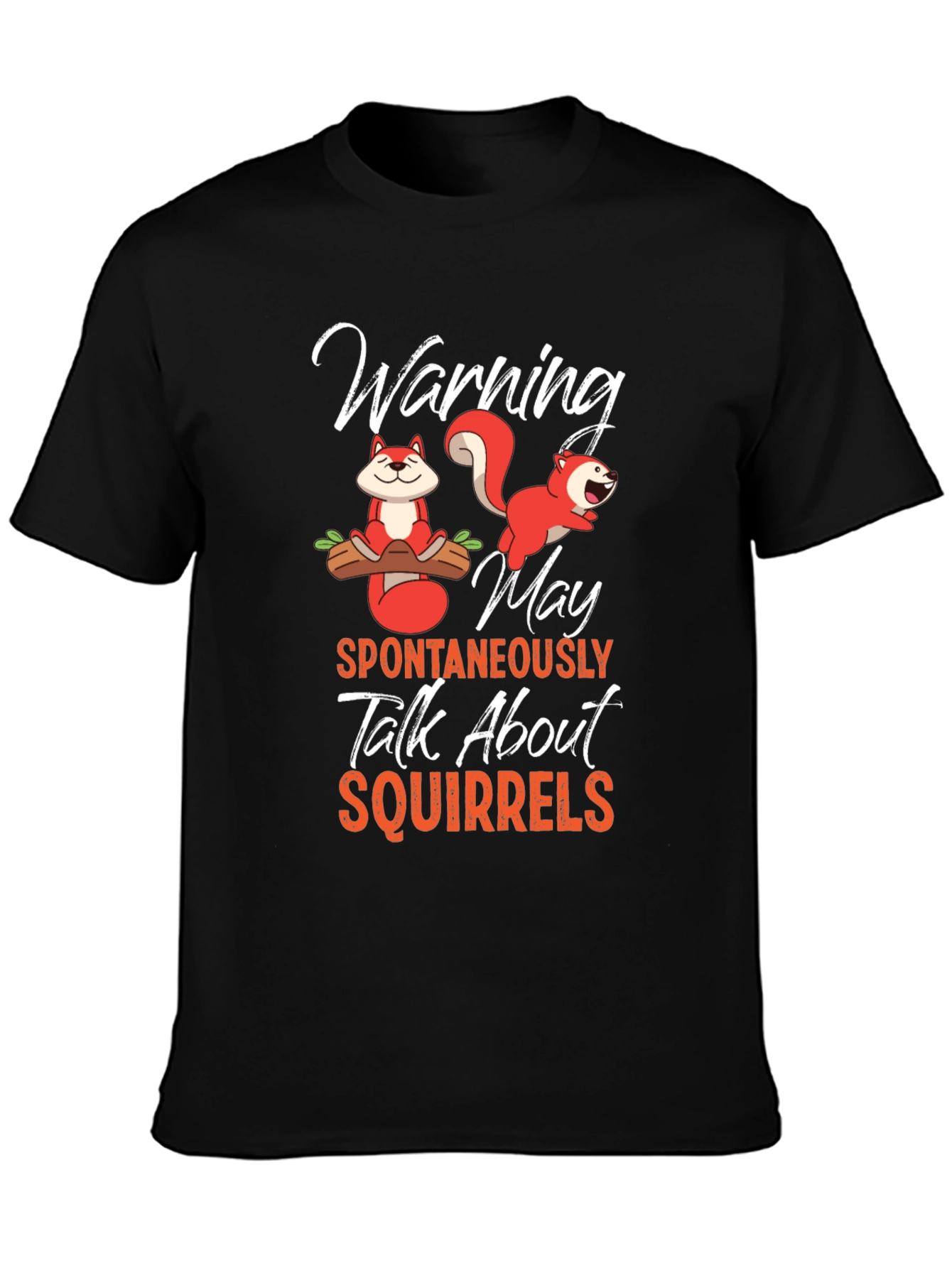 Black Funny Squirrel Graphic T-Shirt view 3